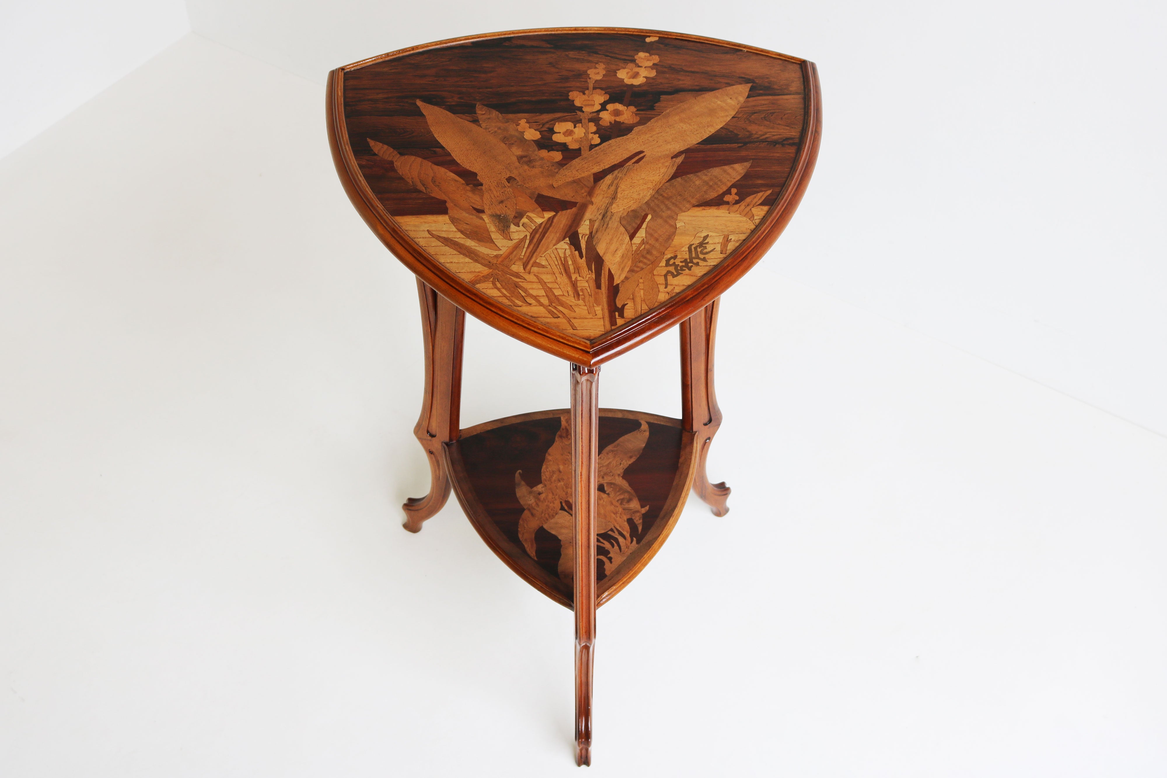 Antique Art Nouveau side table / gueridon by Emile Gallé 1905