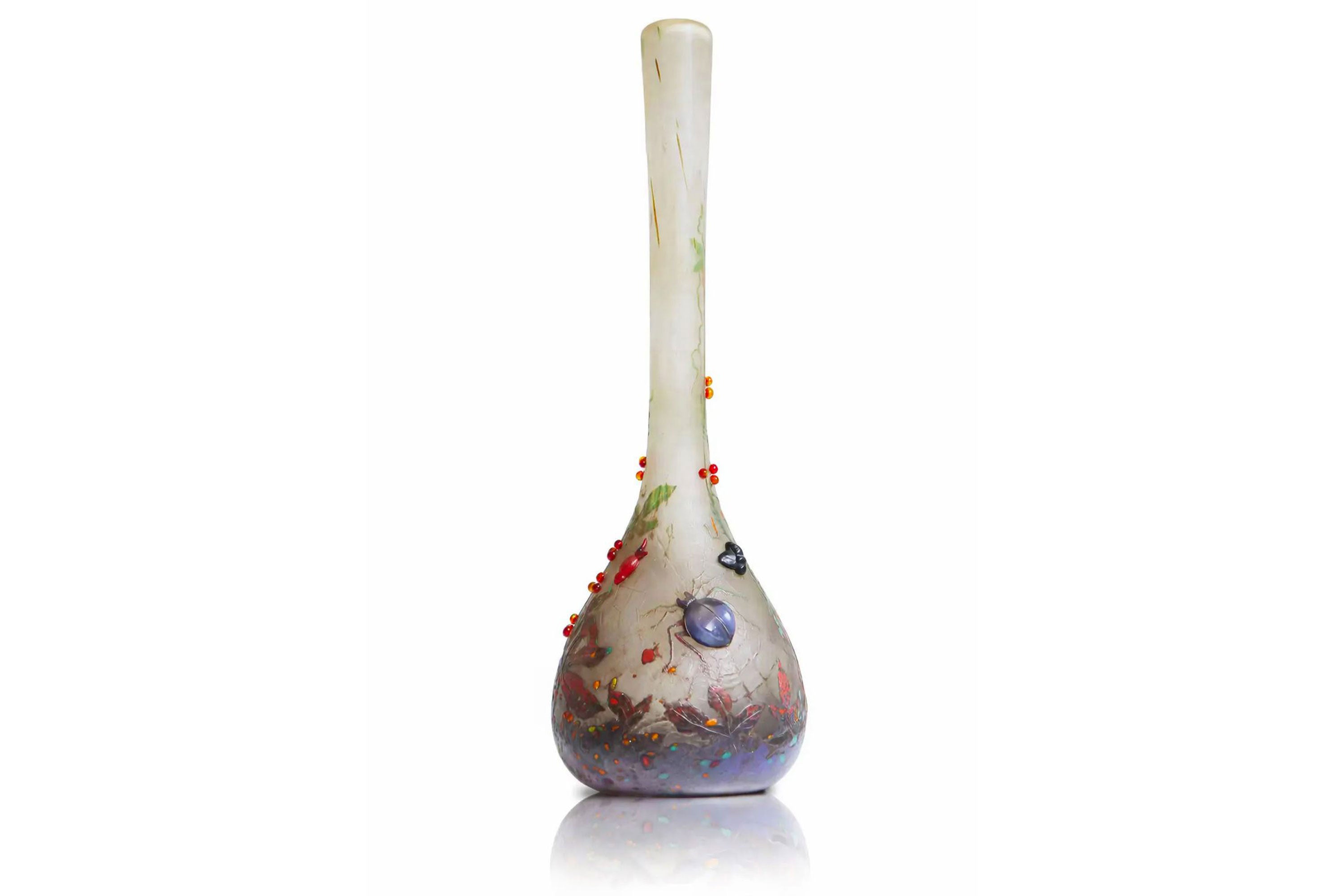 Rare wheel carved ''Spider vase'' by Daum Nancy 1905