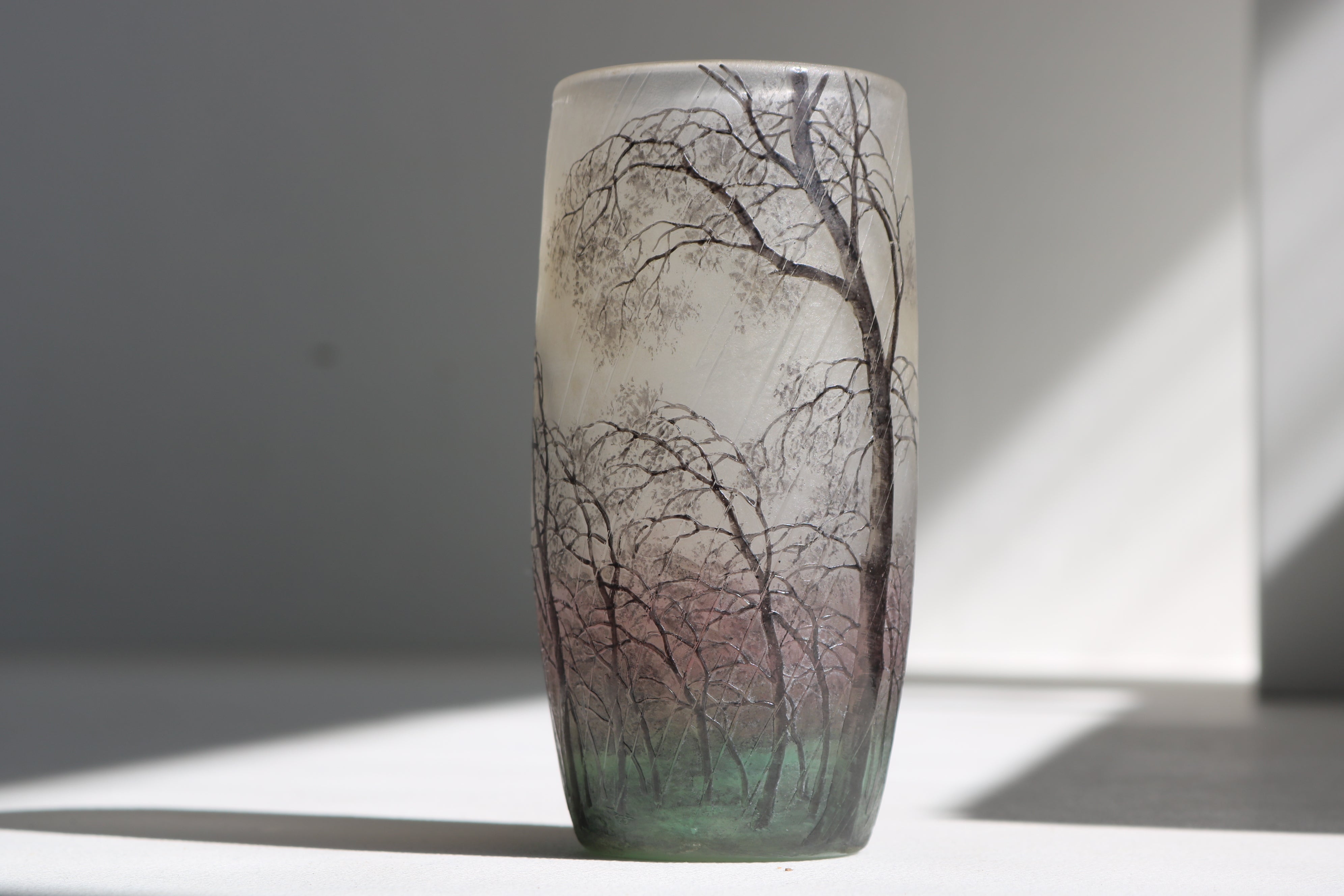Stunning Daum Nancy ''Paysage de Pluie'' vase (rain scene) 1900