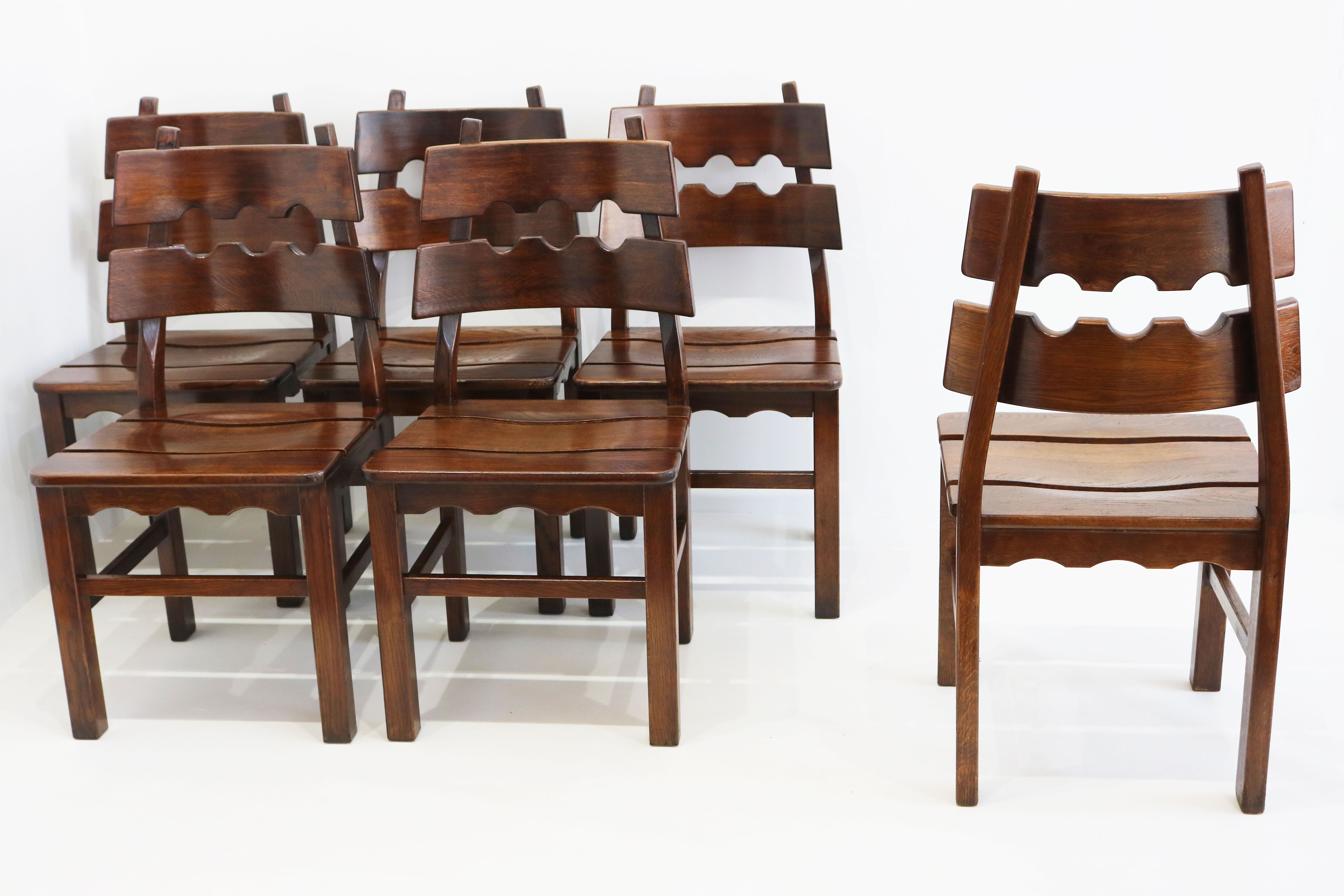 Set of 6 ''Razor Back'' chairs by Henning kjaernulf for Nyrup Møbelfabrik 1970