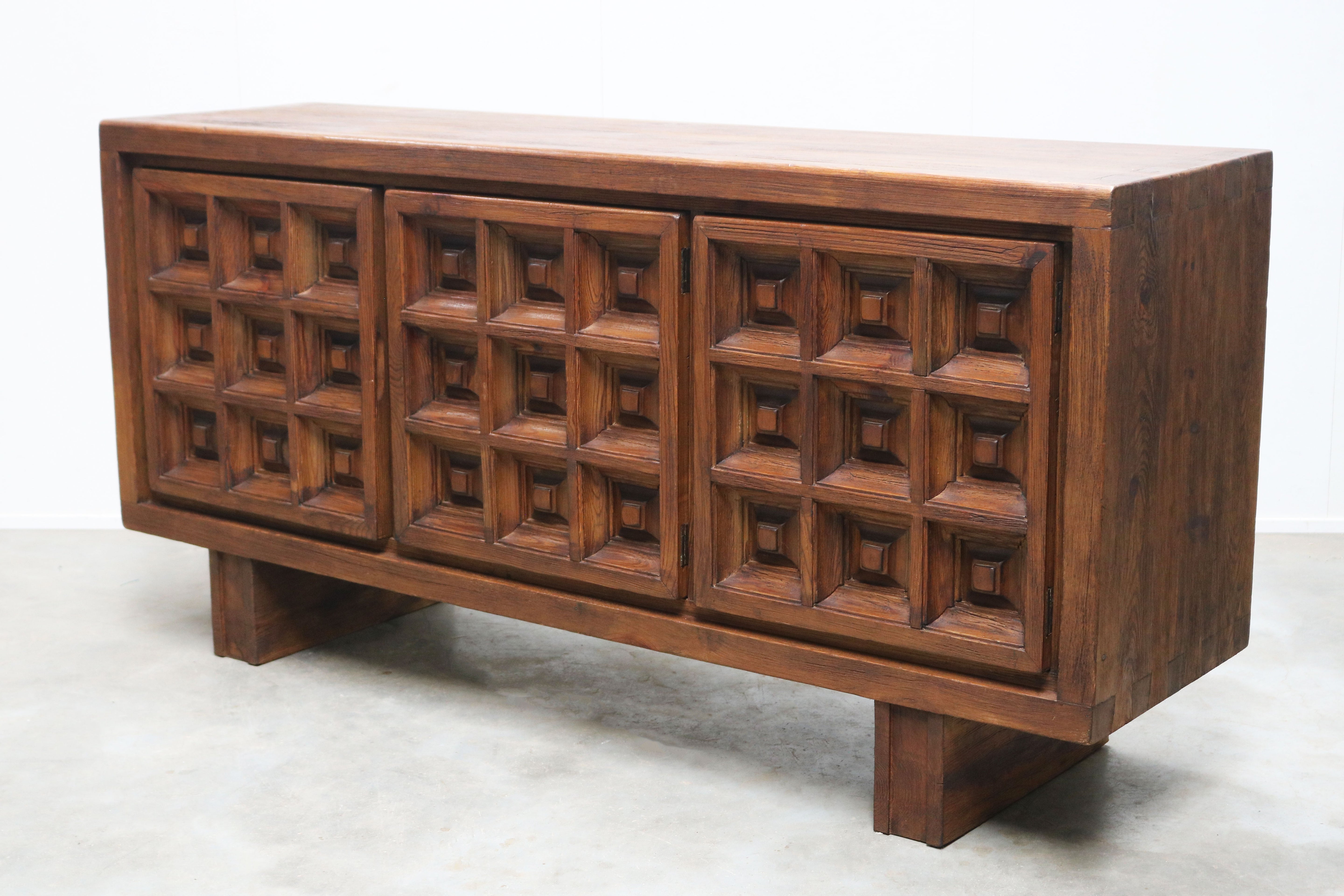 Exquisite Brutalist design sideboard by BIOSCA Spain 1960