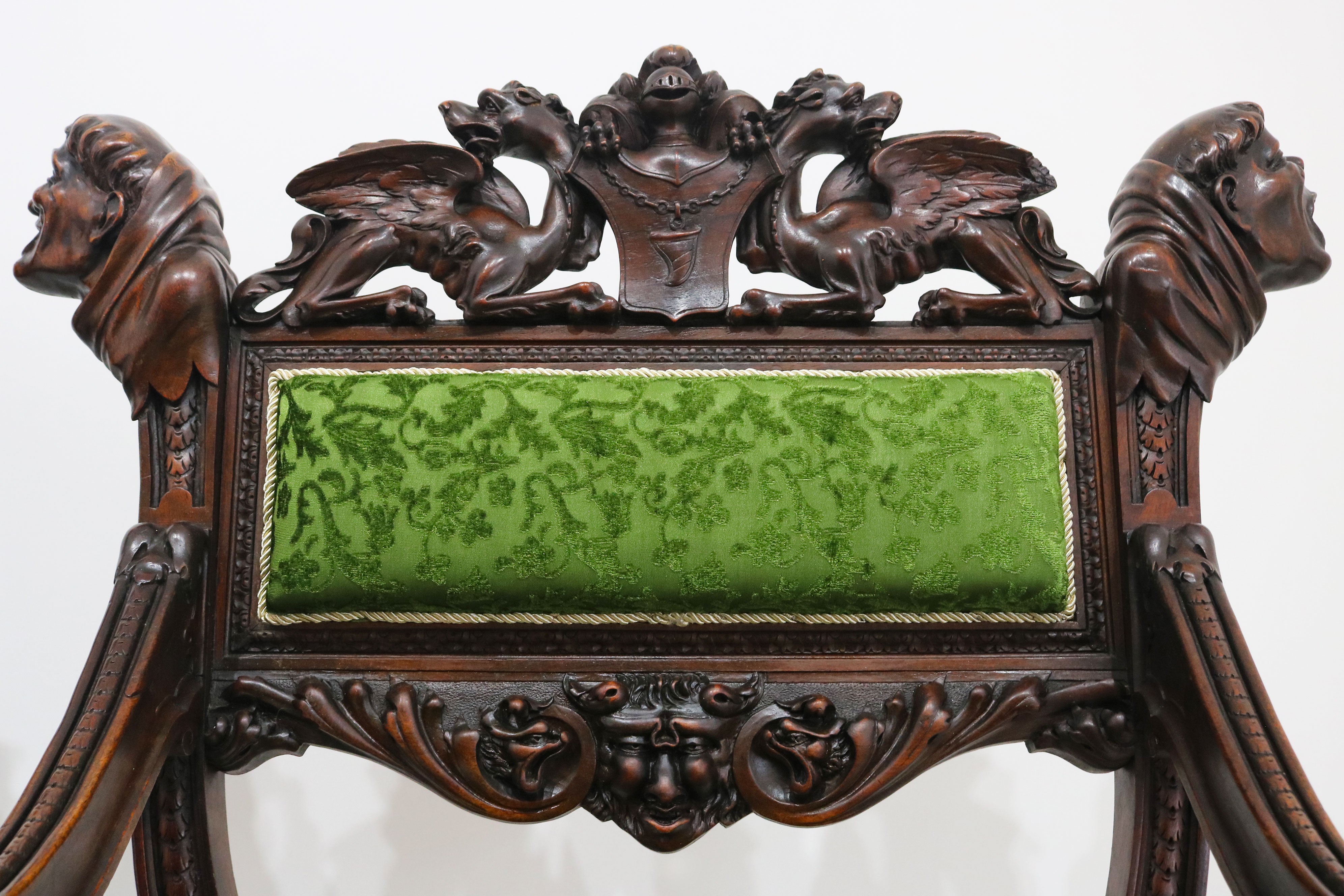 Pair of Gothic Revival lounge chairs by Victor Aimone 1880