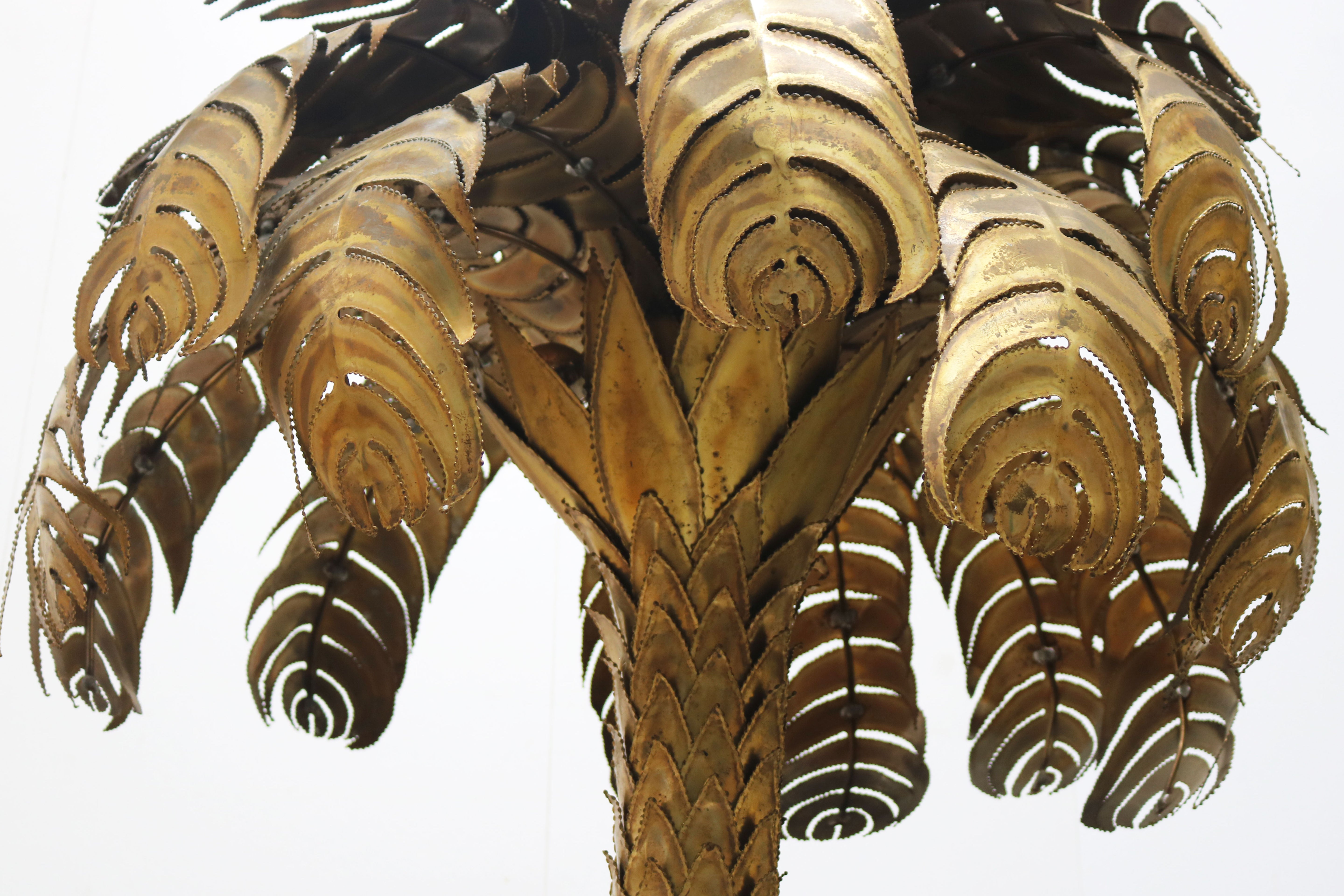 Large 195cm Palm tree floor lamp by Christian Techoueyres for Maison Jansen 1970