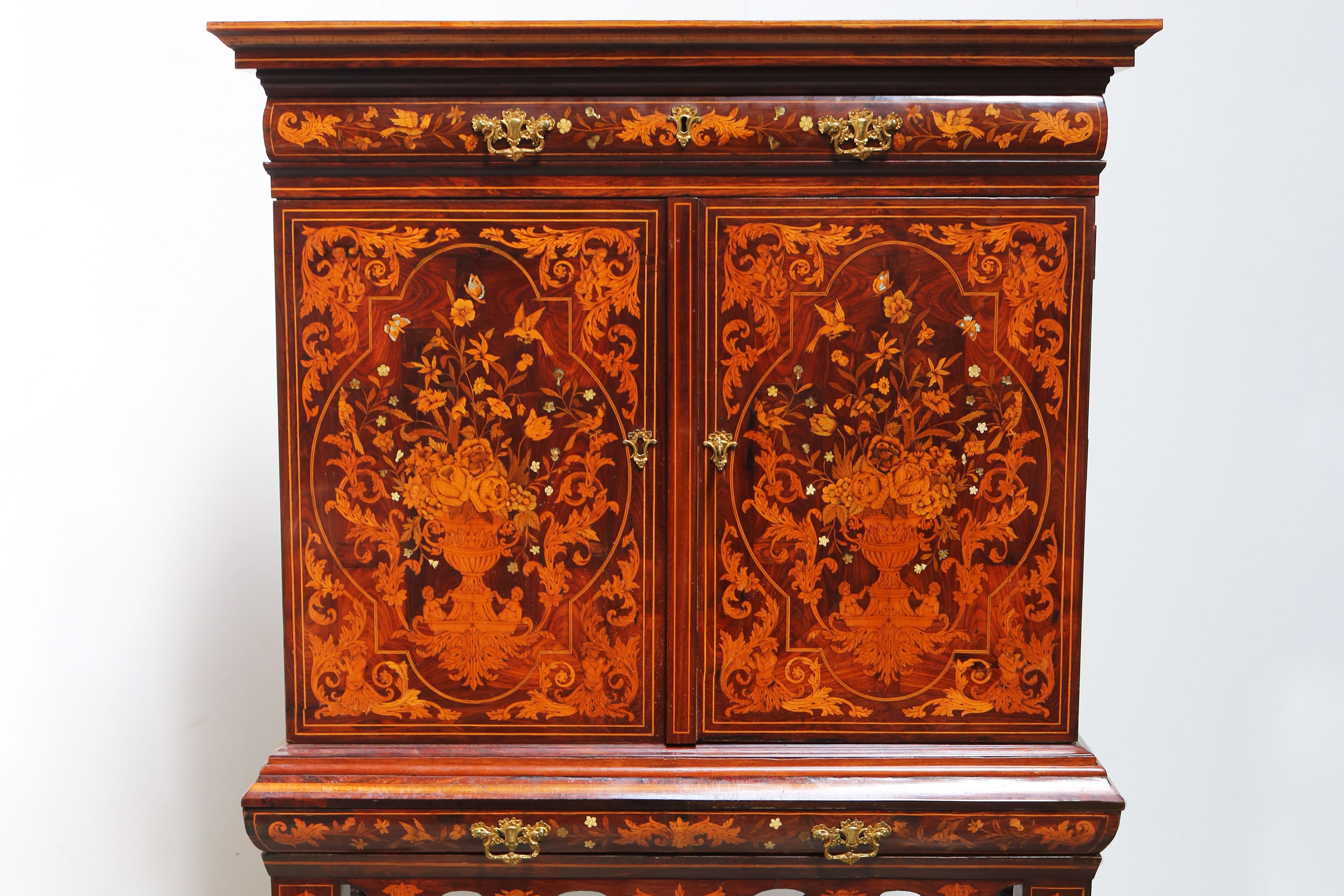 17th century style Dutch marquetry Art cabinet