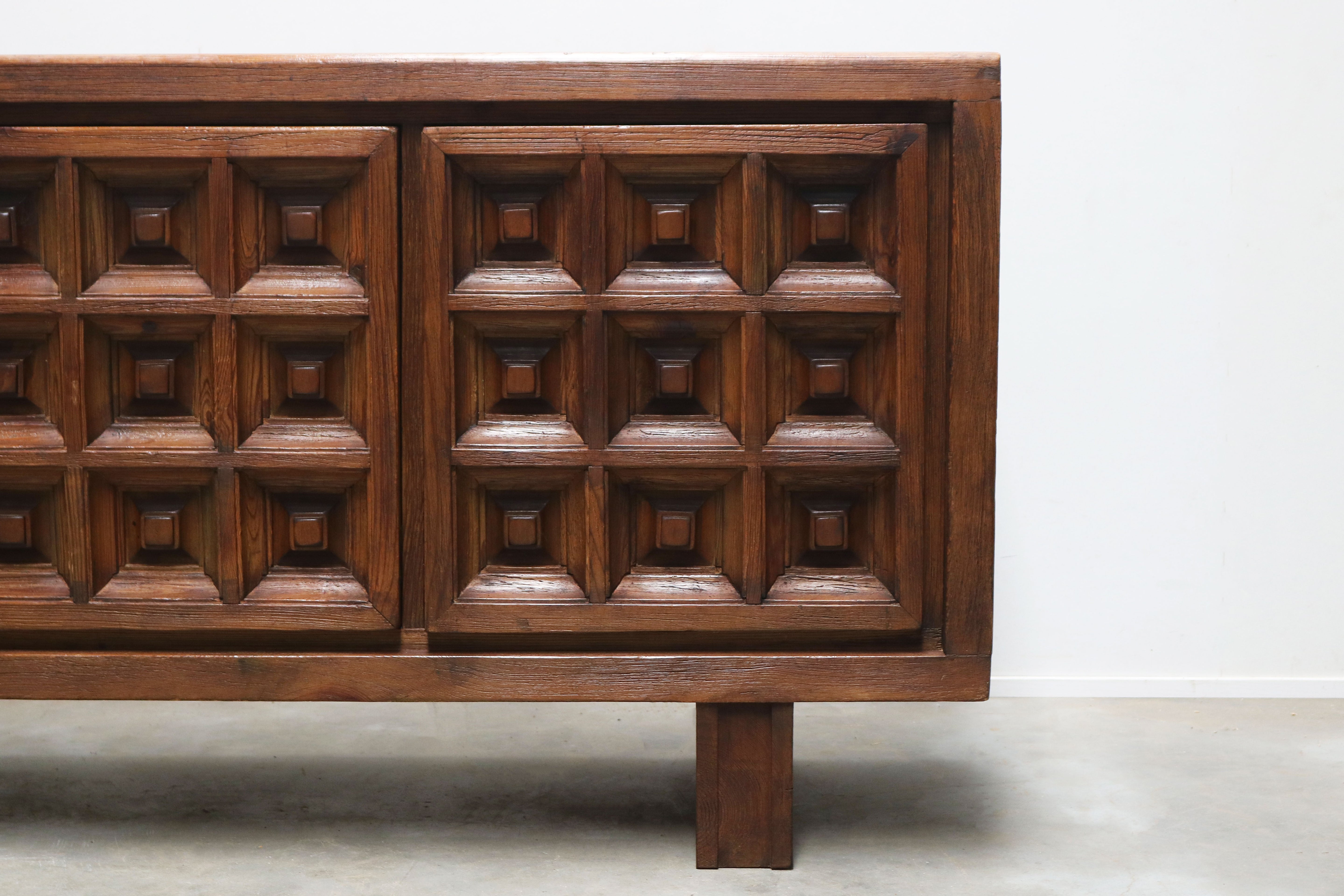 Exquisite Brutalist design sideboard by BIOSCA Spain 1960
