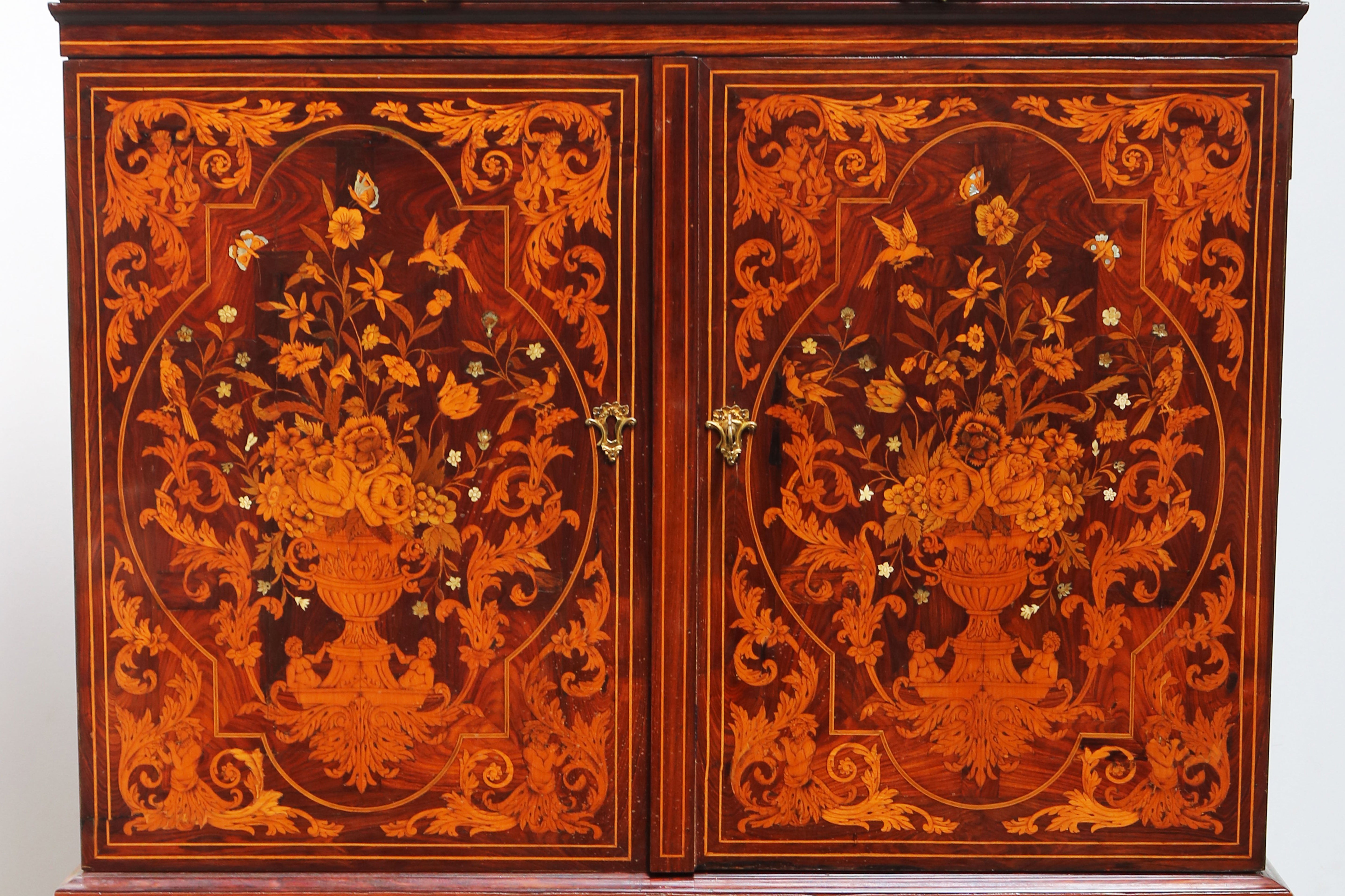 17th century style Dutch marquetry Art cabinet