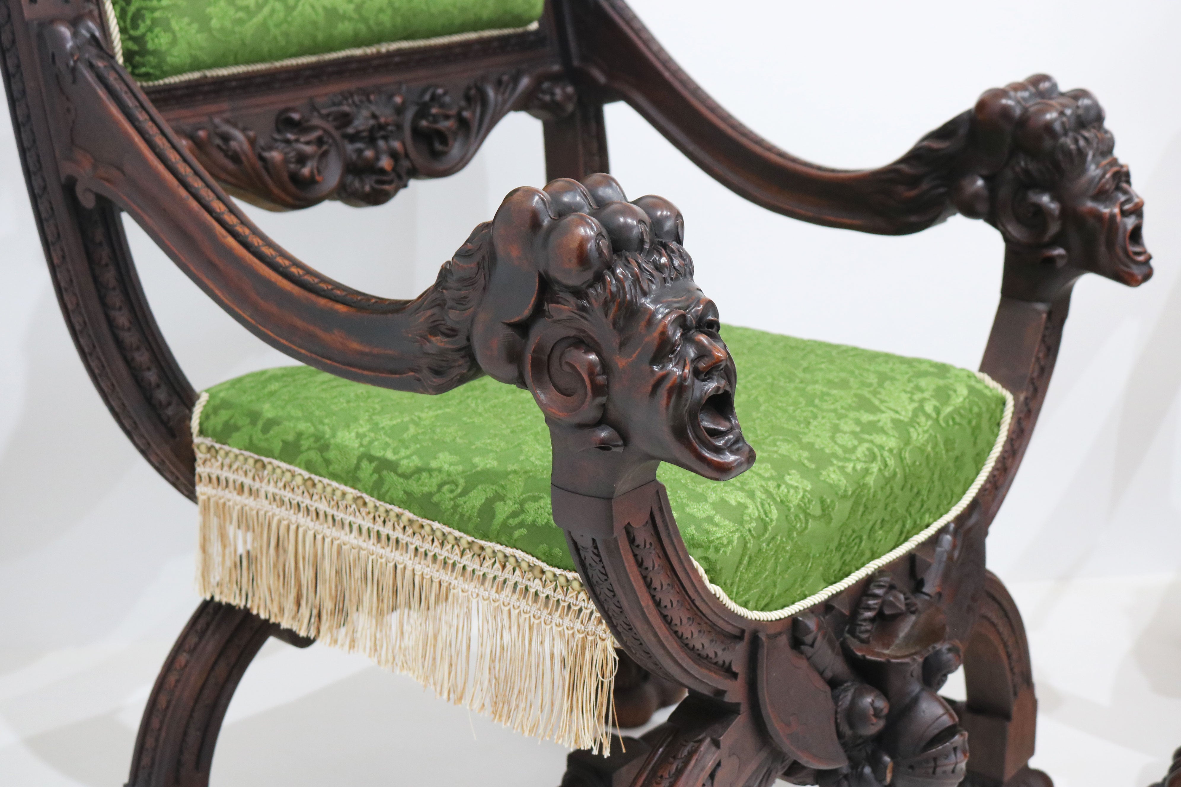 Pair of Gothic Revival lounge chairs by Victor Aimone 1880
