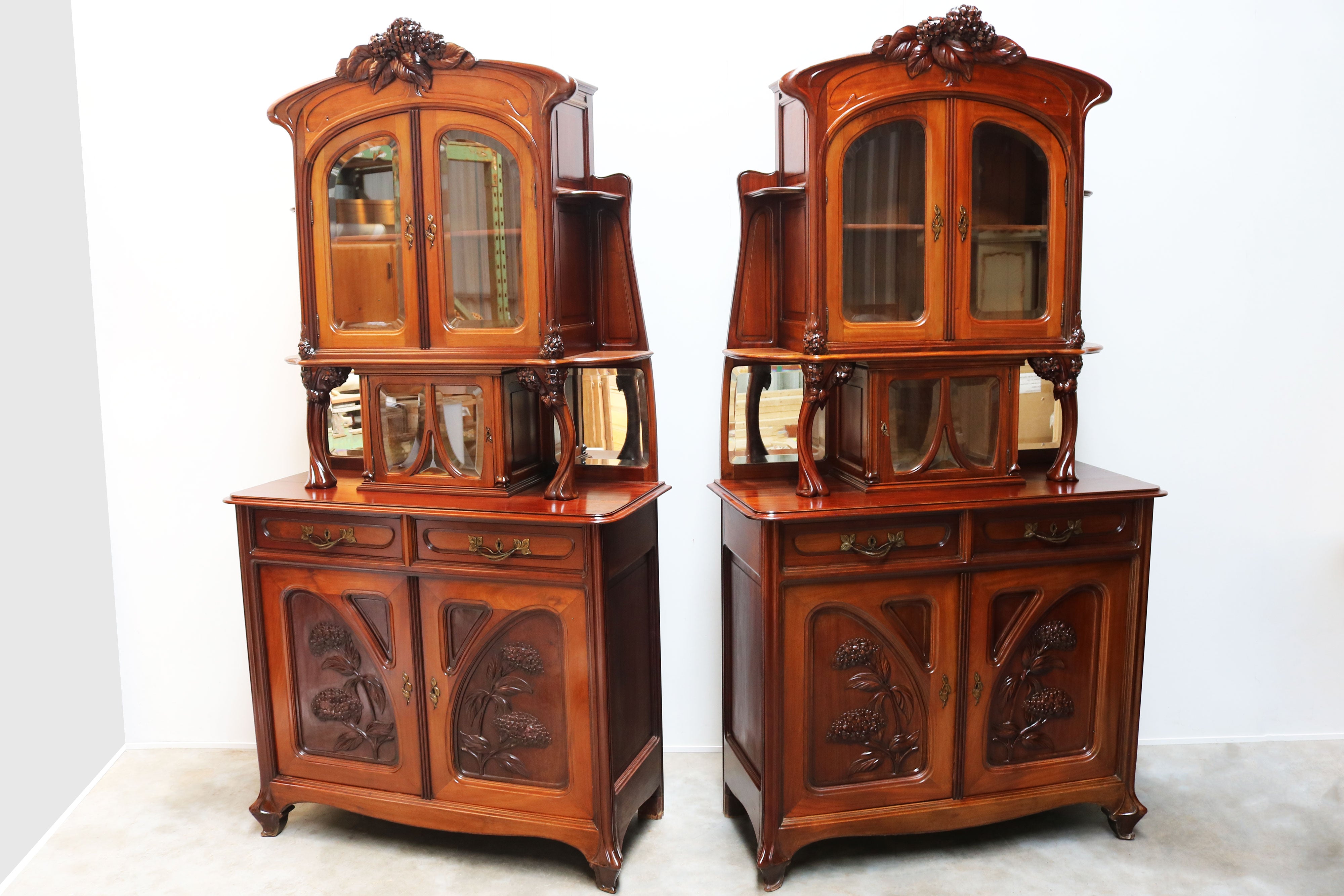 Pair of Art Nouveau buffet cabinet by Maison Gouffe Jeune 1902