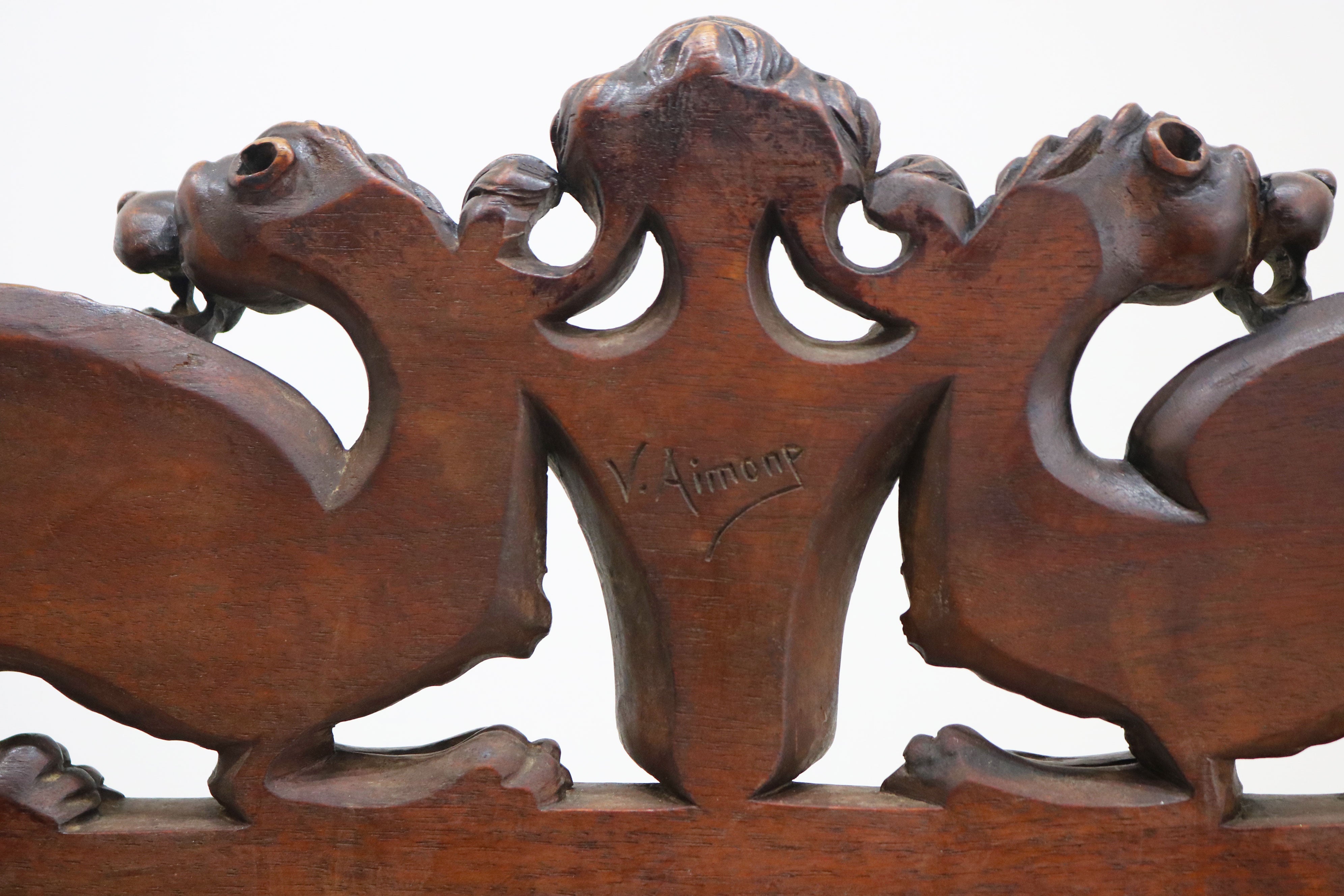 Pair of Gothic Revival lounge chairs by Victor Aimone 1880 #2