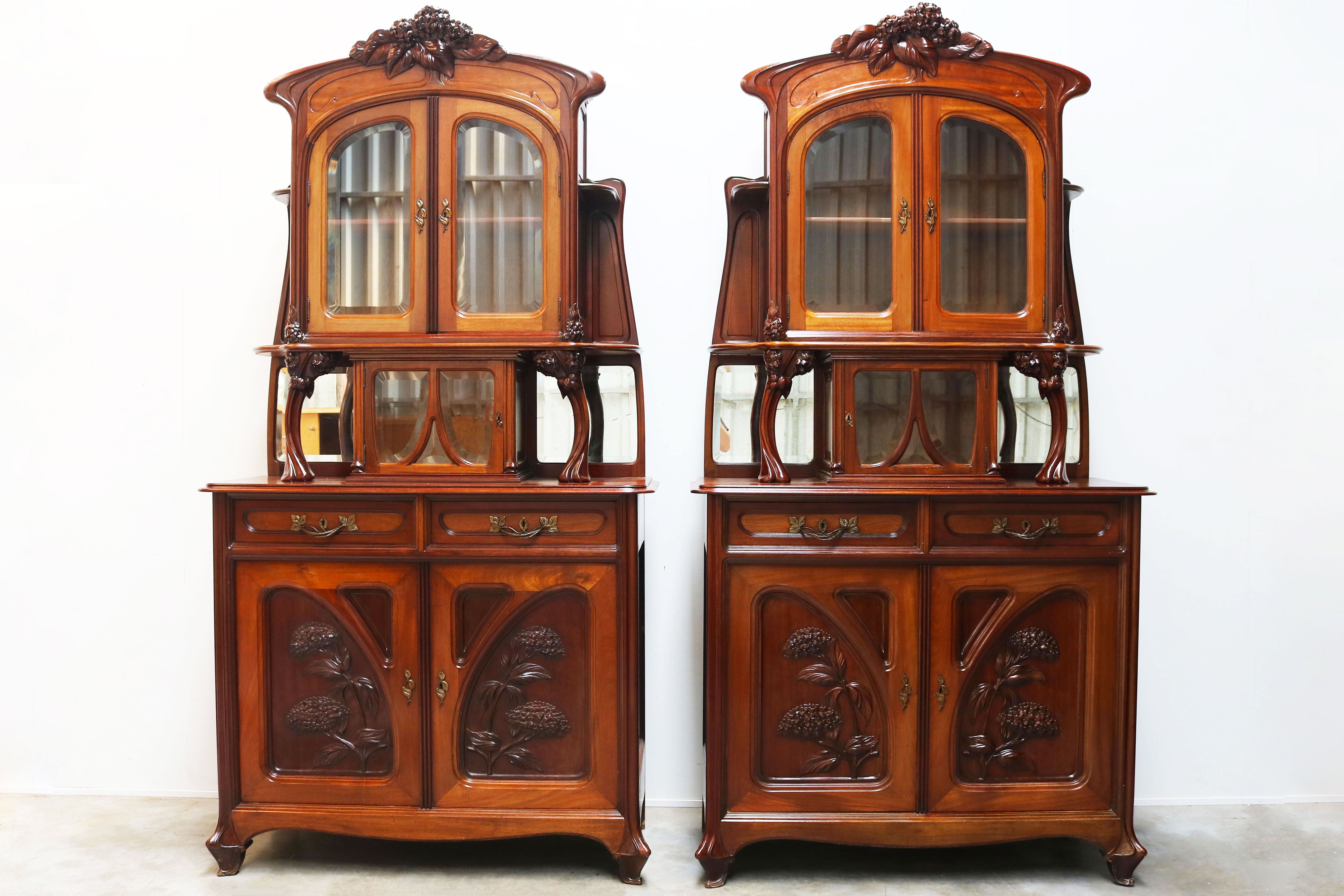 Pair of Art Nouveau buffet cabinet by Maison Gouffe Jeune 1902