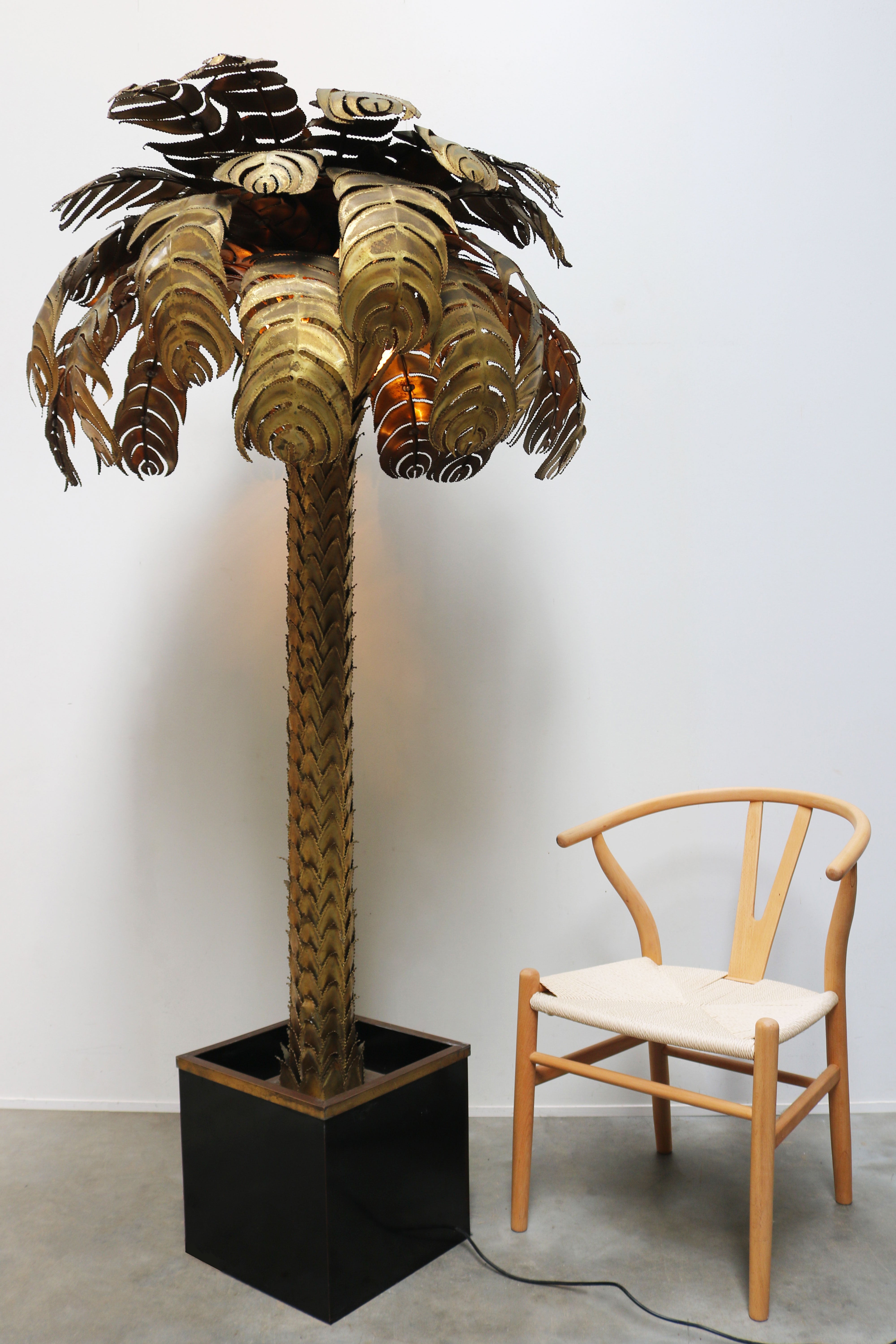 Large 195cm Palm tree floor lamp by Christian Techoueyres for Maison Jansen 1970