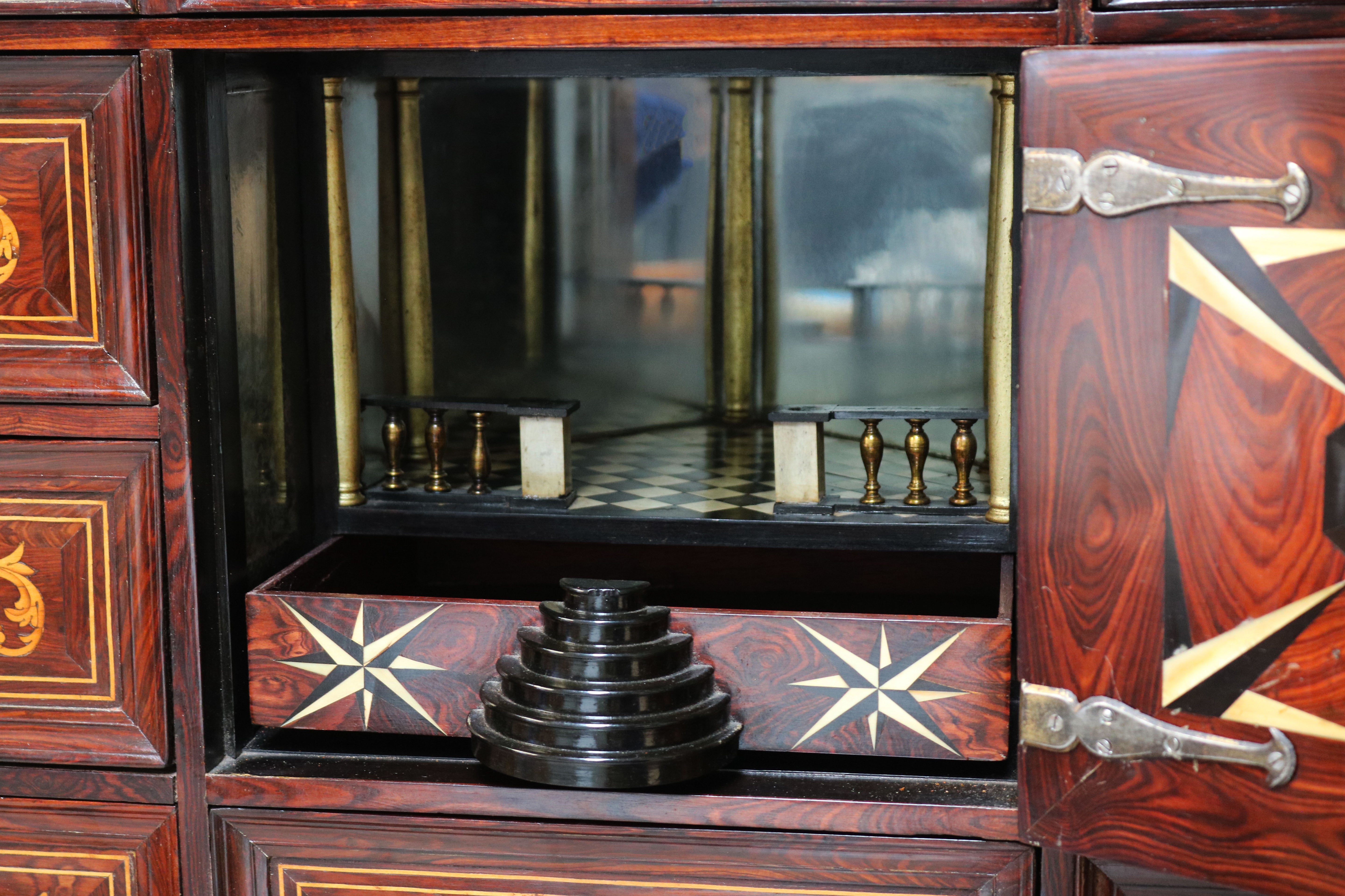17th century style Dutch marquetry Art cabinet