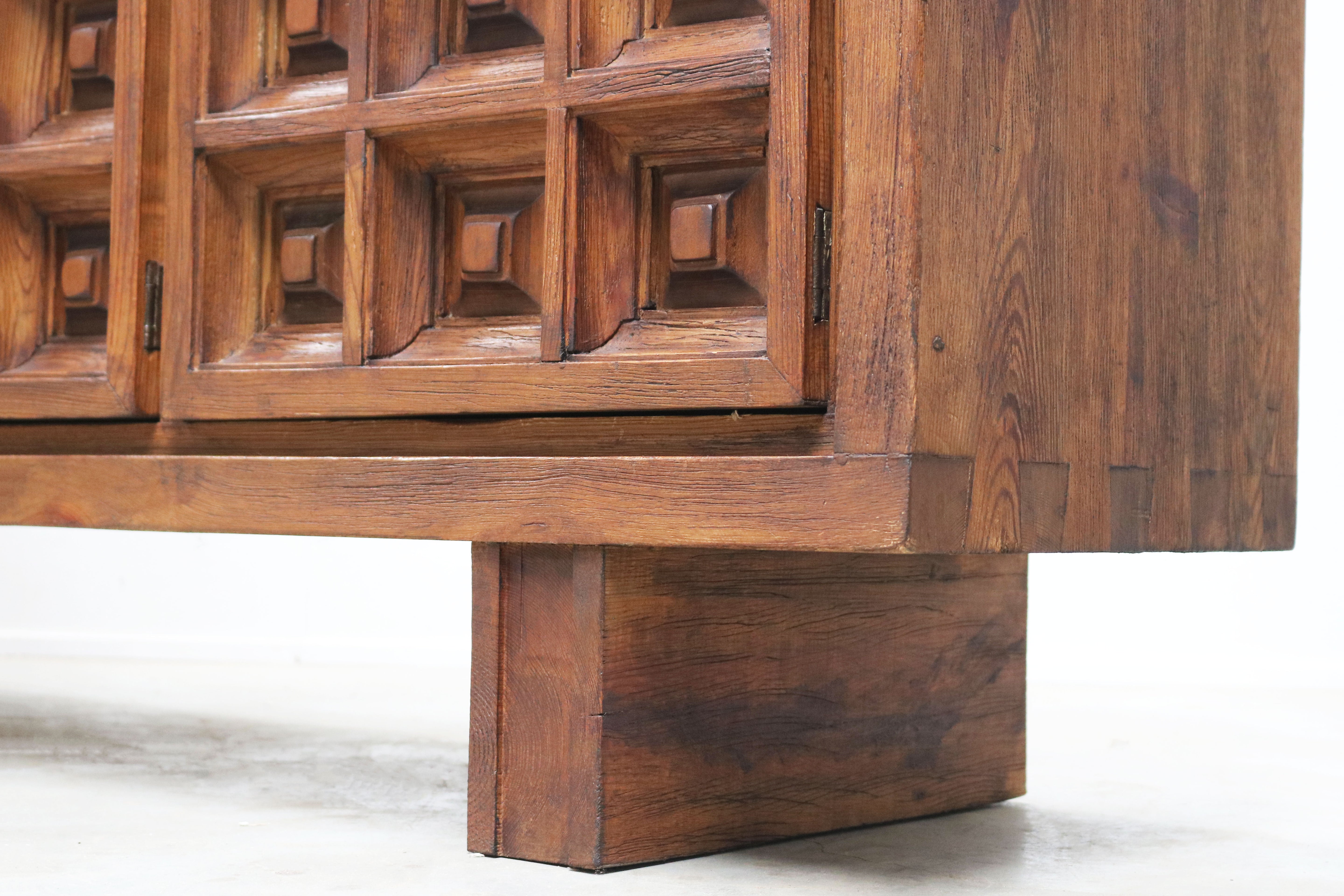 Exquisite Brutalist design sideboard by BIOSCA Spain 1960