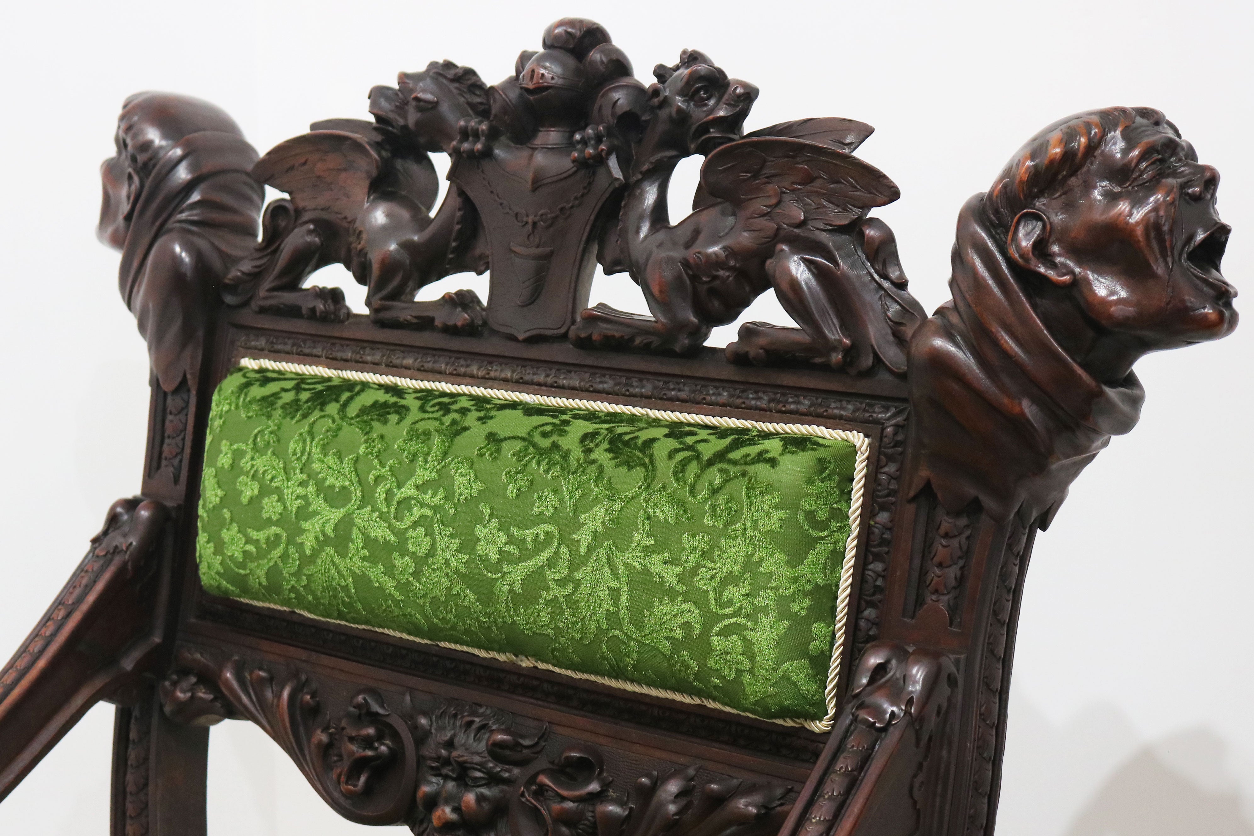 Pair of Gothic Revival lounge chairs by Victor Aimone 1880