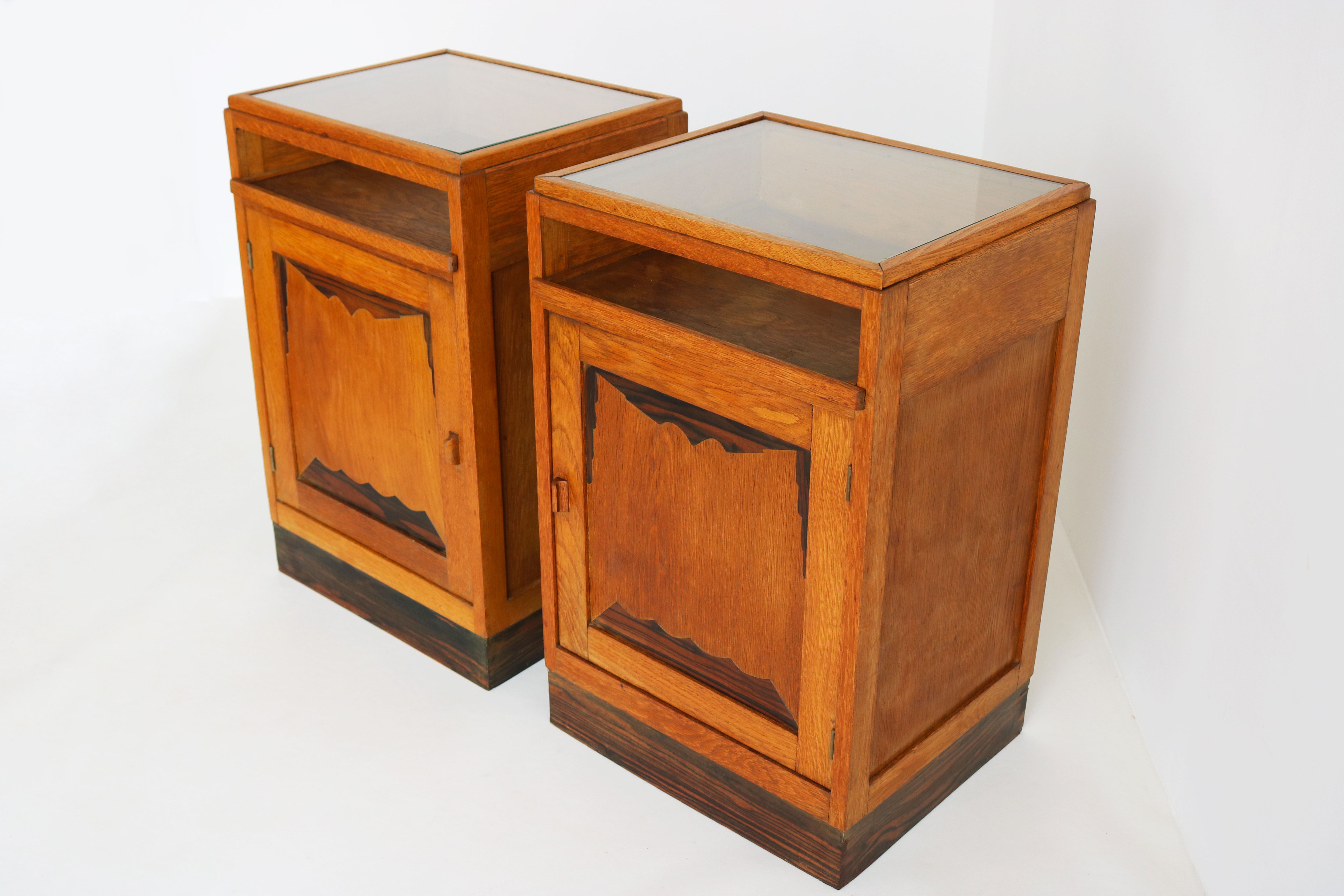 Pair of Dutch Amsterdam school bedside tables 1920