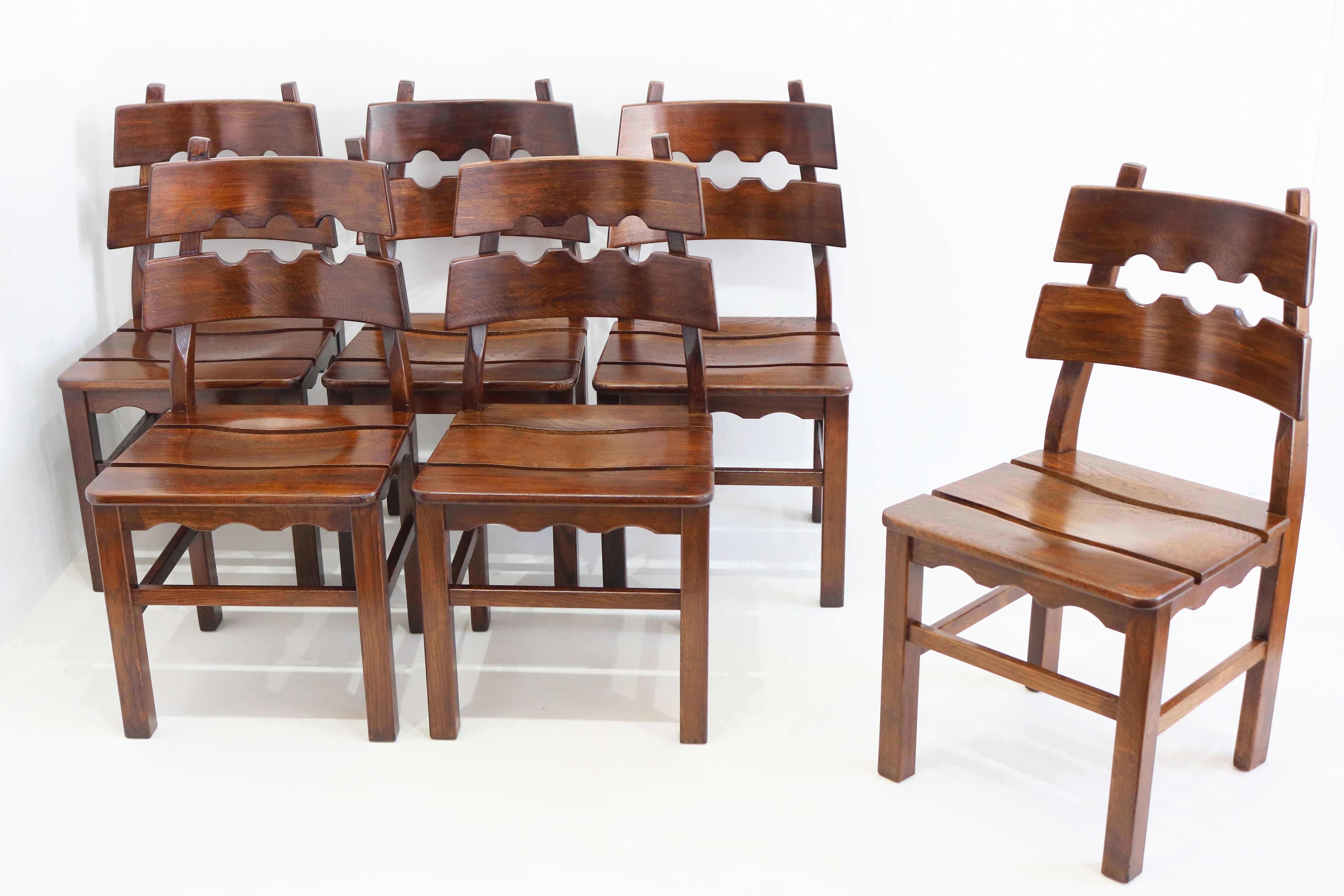 Set of 6 ''Razor Back'' chairs by Henning kjaernulf for Nyrup Møbelfabrik 1970