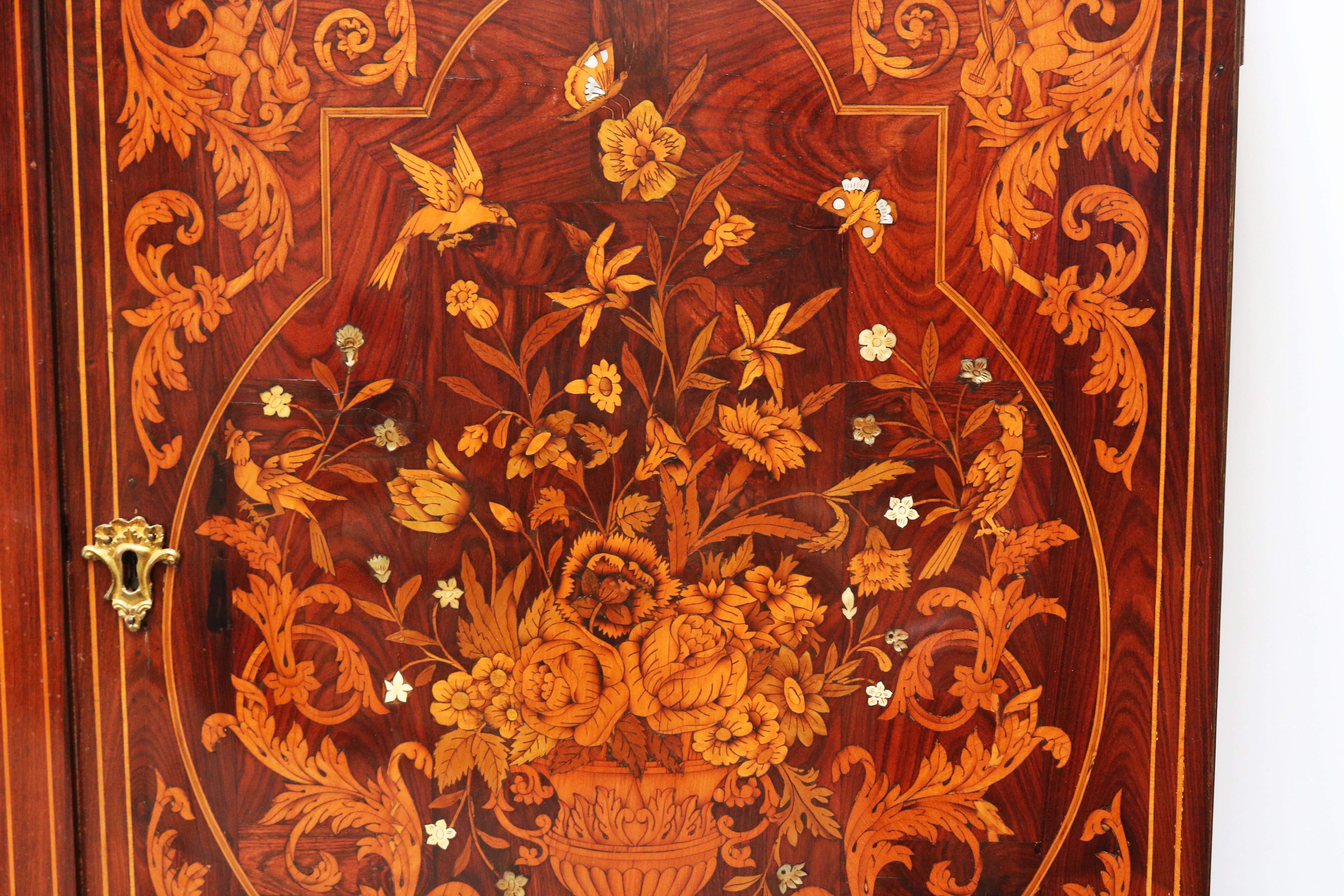 17th century style Dutch marquetry Art cabinet
