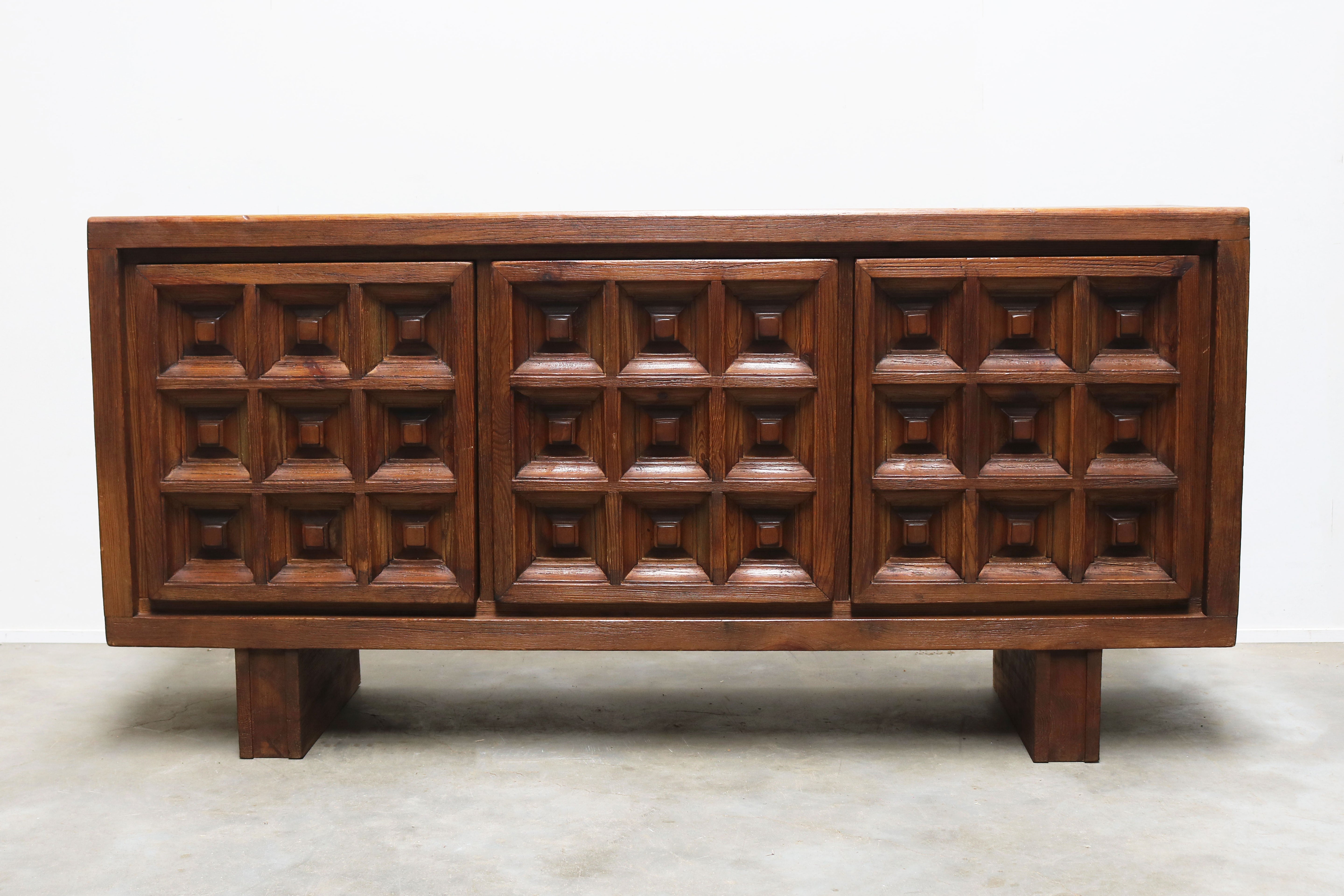 Exquisite Brutalist design sideboard by BIOSCA Spain 1960