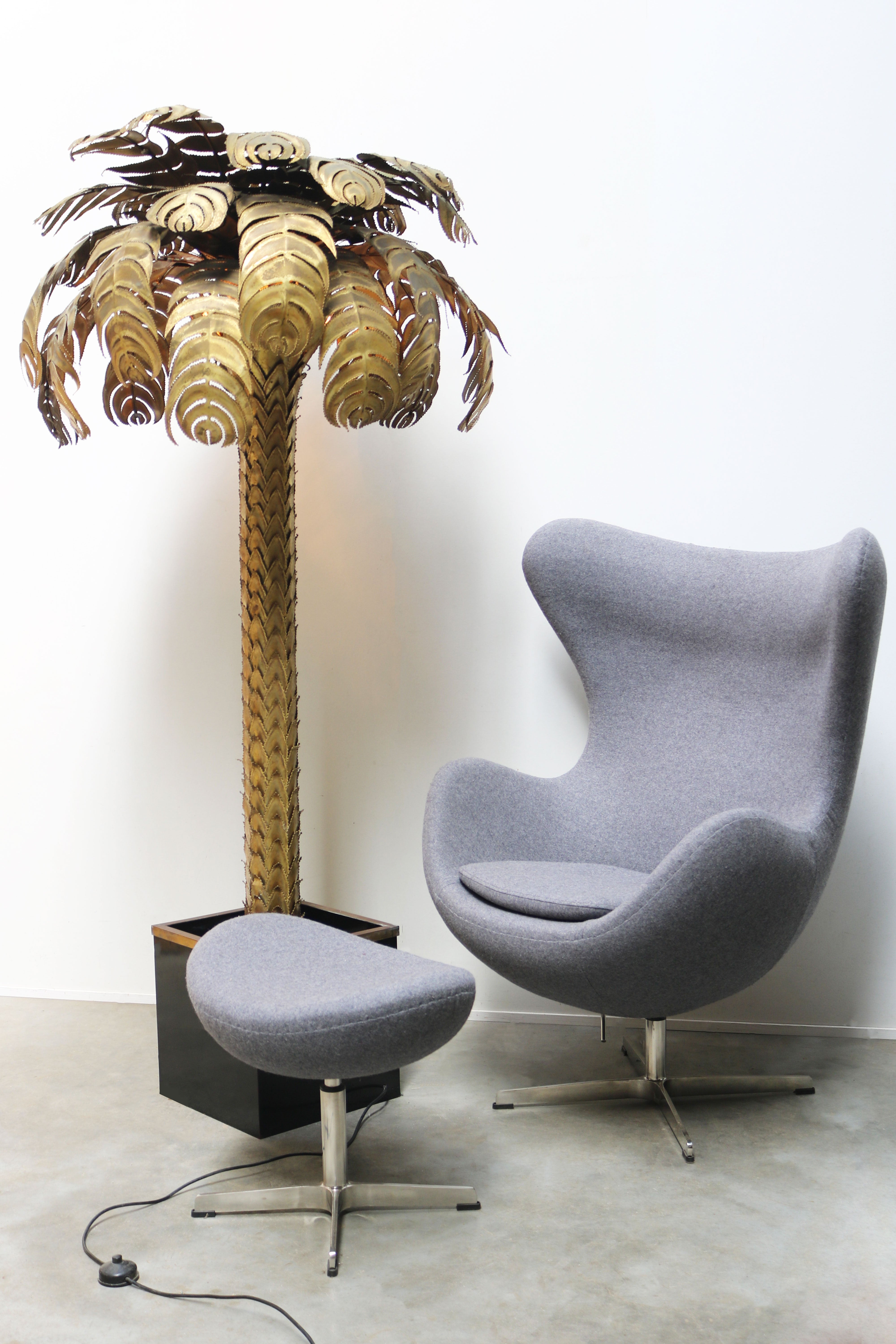 Large 195cm Palm tree floor lamp by Christian Techoueyres for Maison Jansen 1970