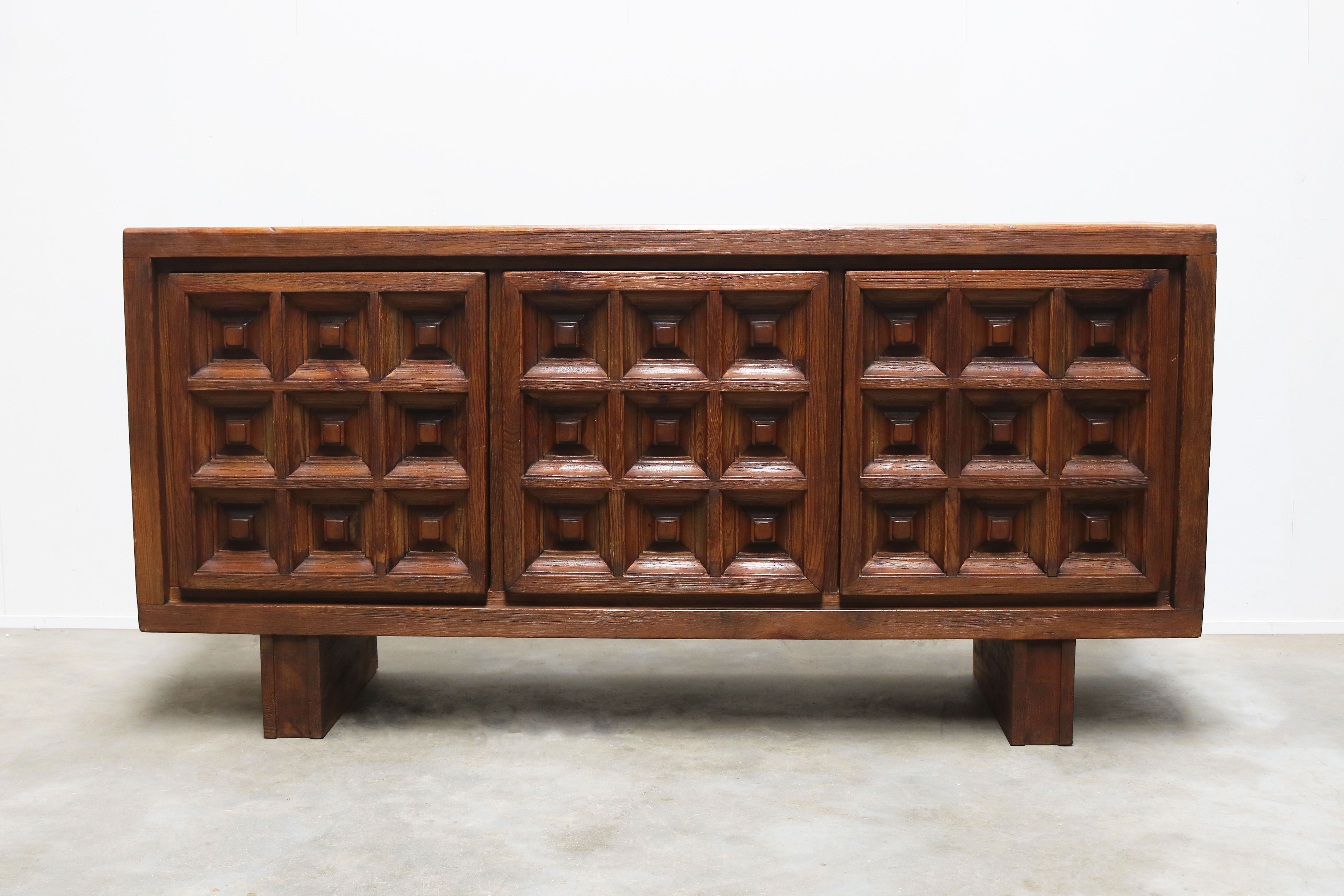 Exquisite Brutalist design sideboard by BIOSCA Spain 1960