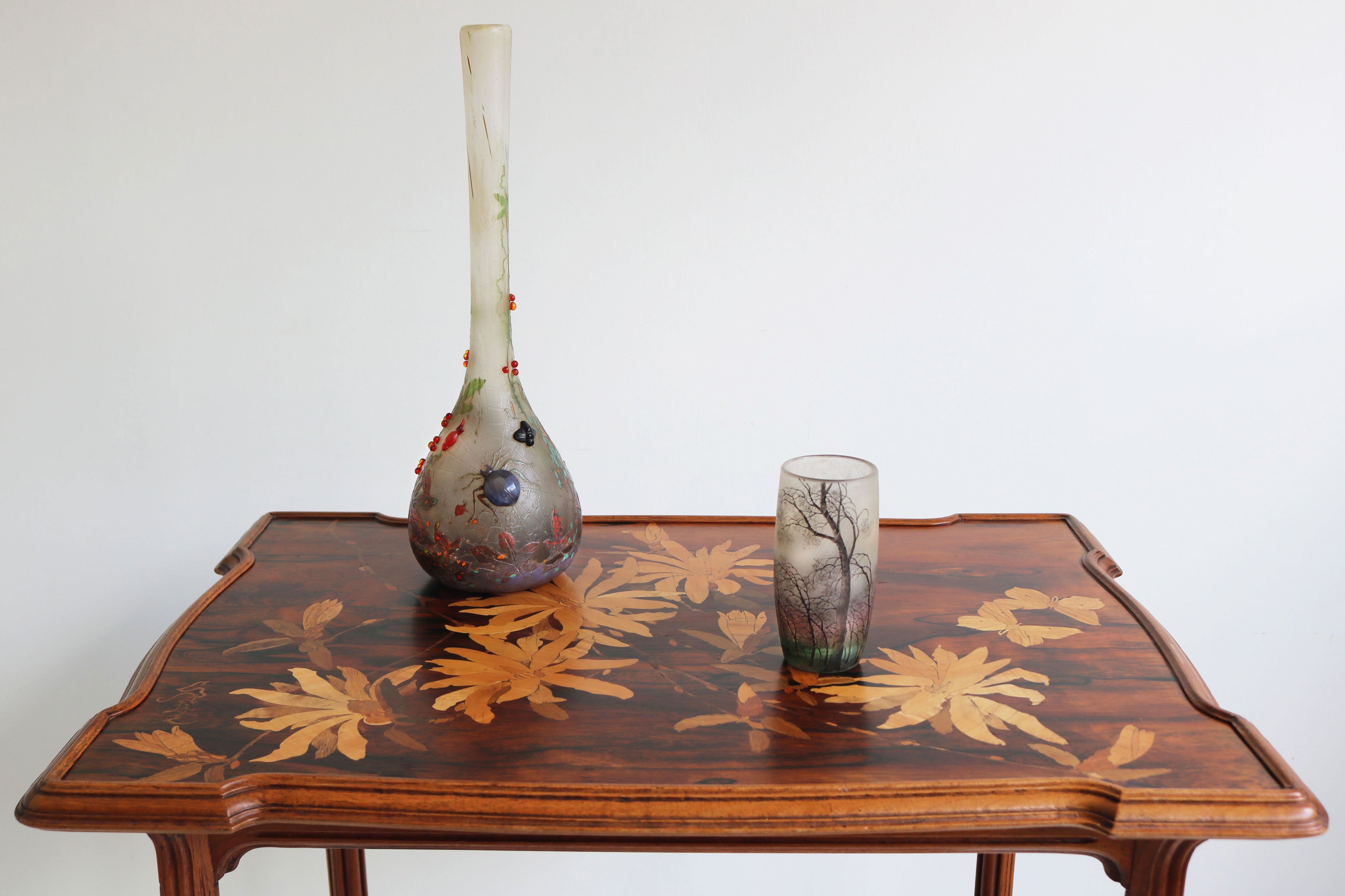 Rare wheel carved ''Spider vase'' by Daum Nancy 1905