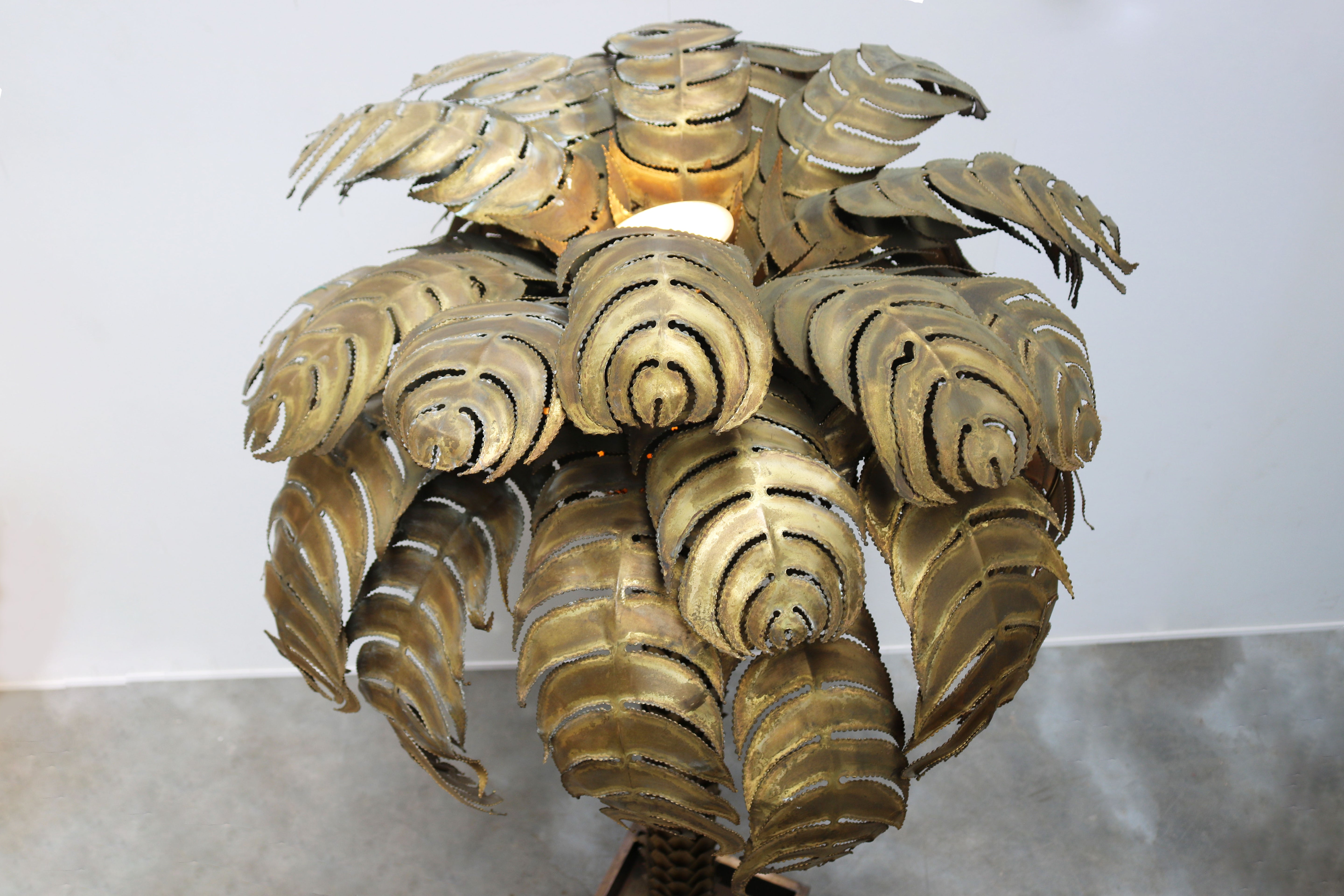 Large 195cm Palm tree floor lamp by Christian Techoueyres for Maison Jansen 1970