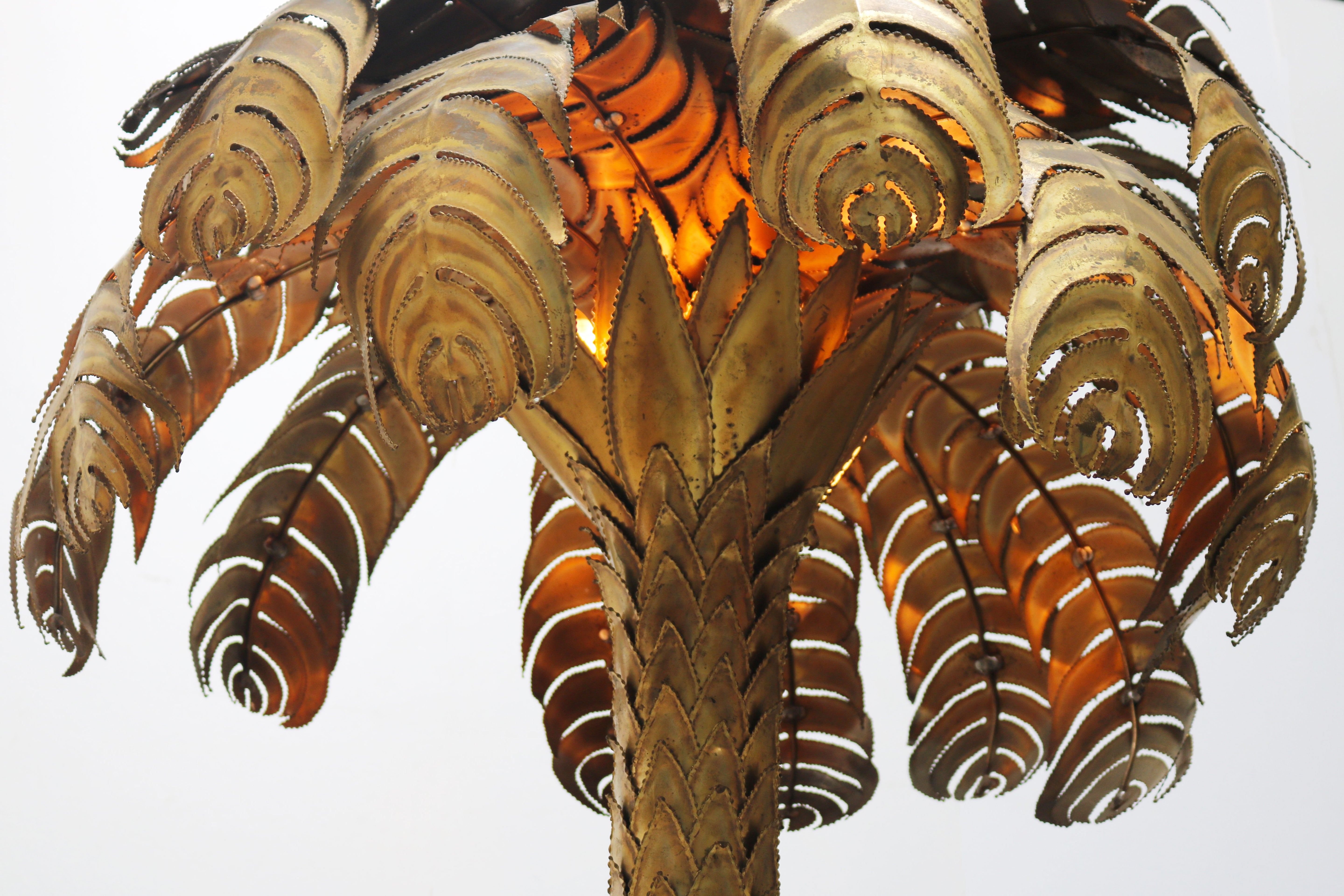 Large 190cm Palm tree floor lamp by Christian Techoueyres for Maison Jansen 1970
