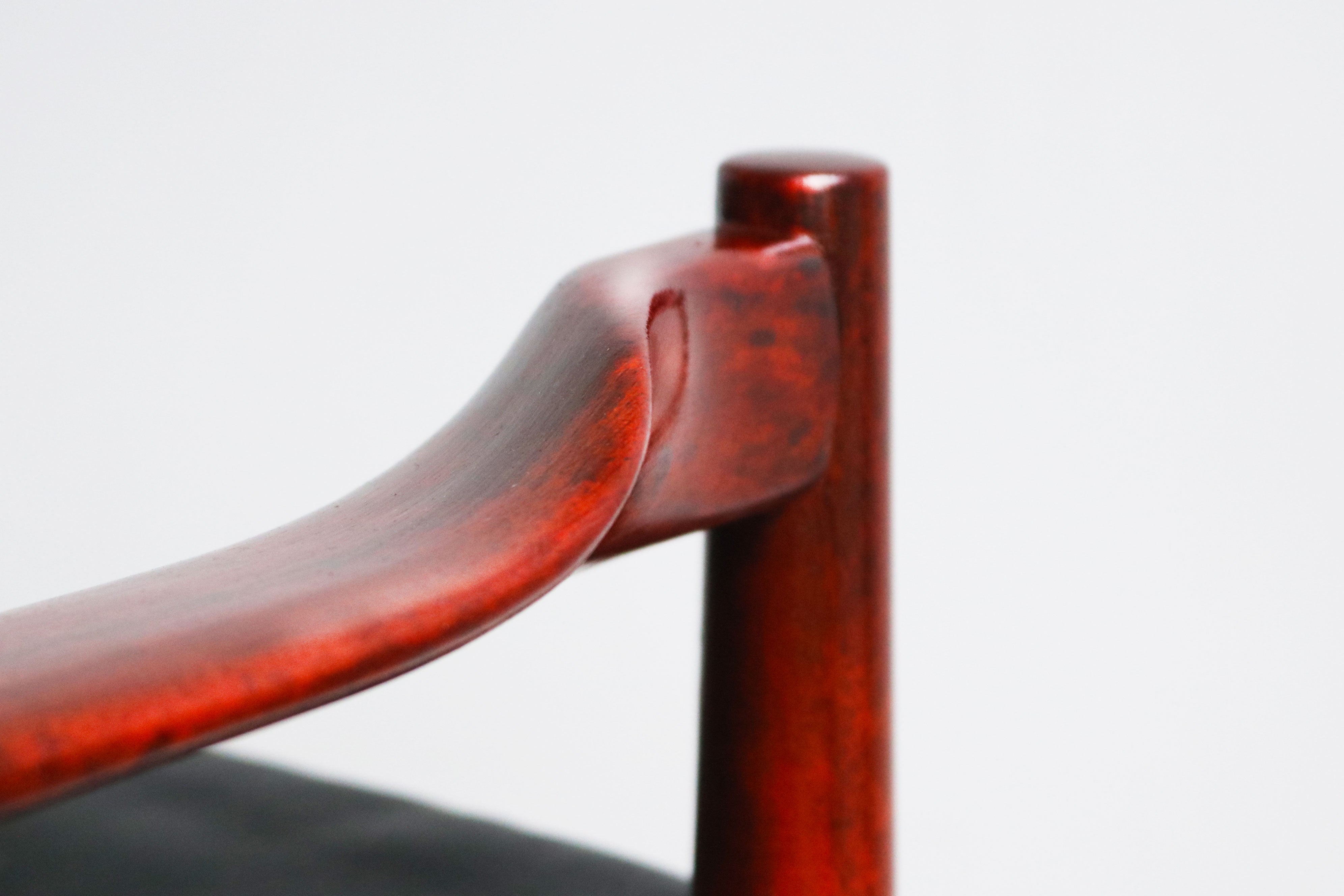 Exquisite Danish Design 3 seater sofa By Grete Jalk in Black Leather & teak 1950