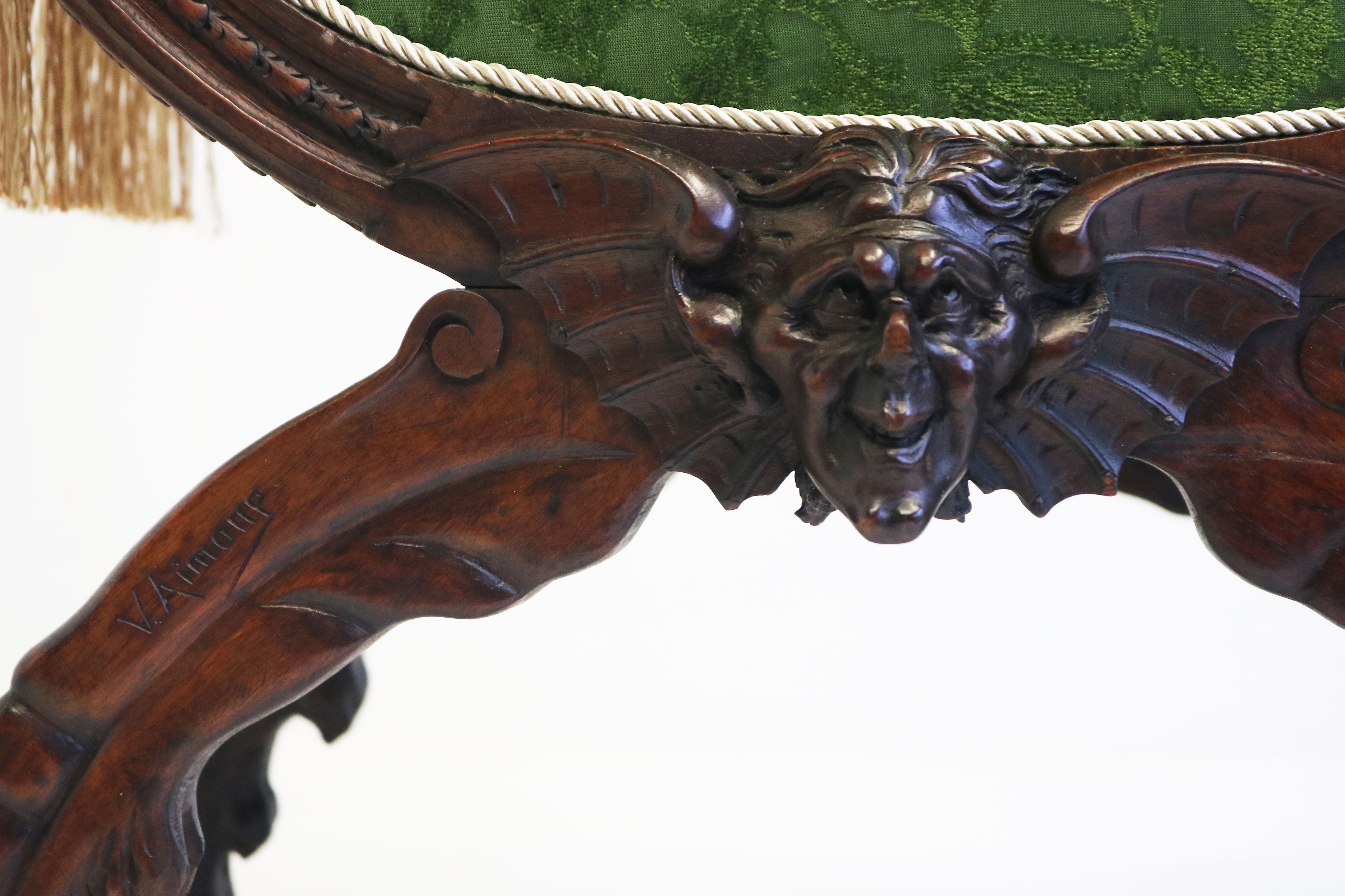 Rare pair of Gothic Revival stools by Victor Aimone 1880