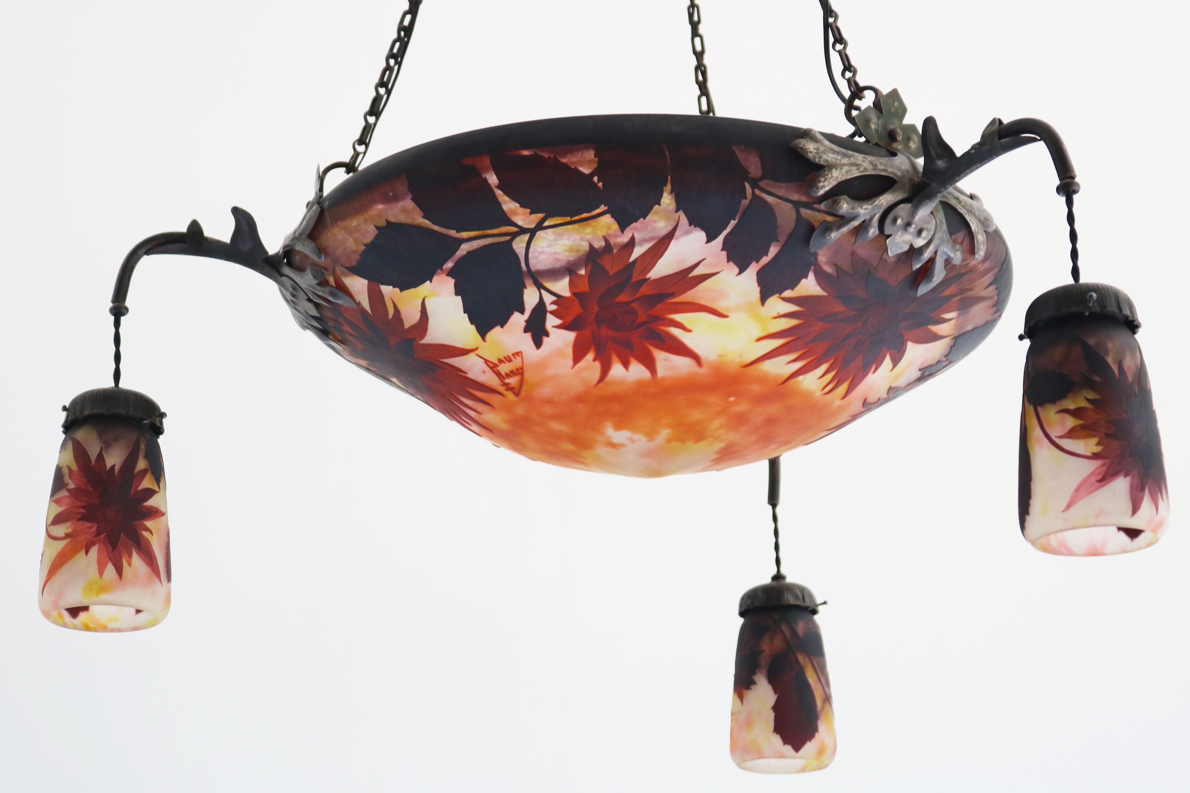 Exquisite ''Dahlia'' chandelier by Daum Nancy & Louis Majorelle