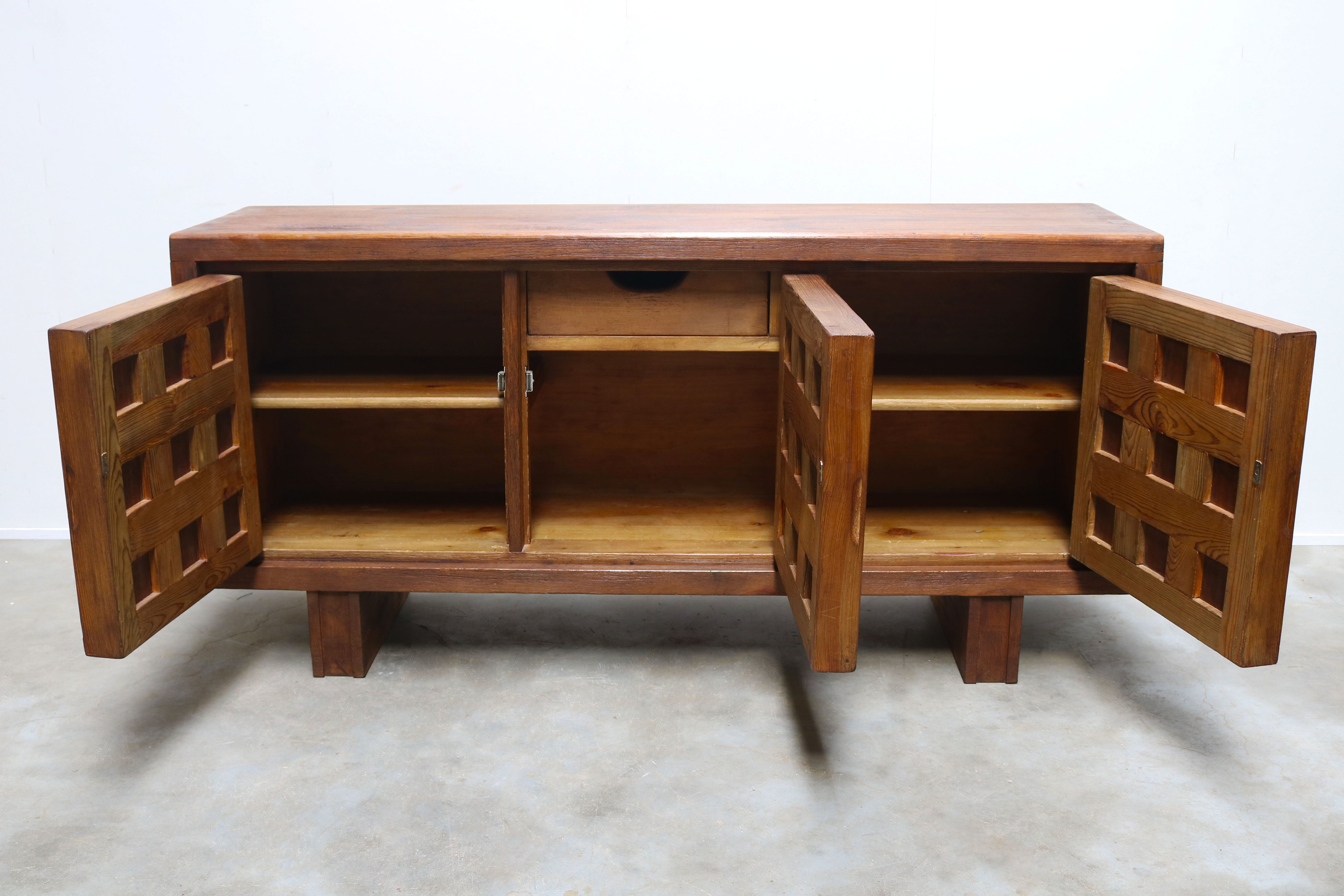 Exquisite Brutalist design sideboard by BIOSCA Spain 1960