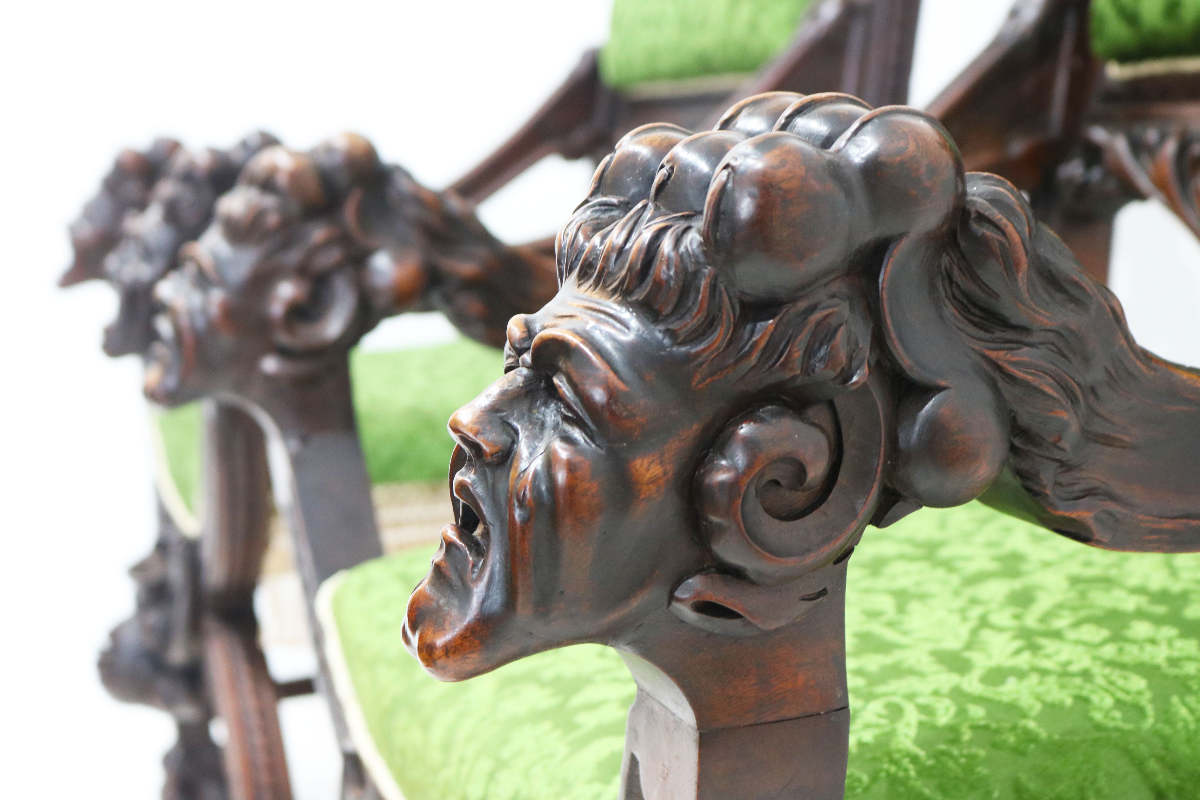 Pair of Gothic Revival lounge chairs by Victor Aimone 1880