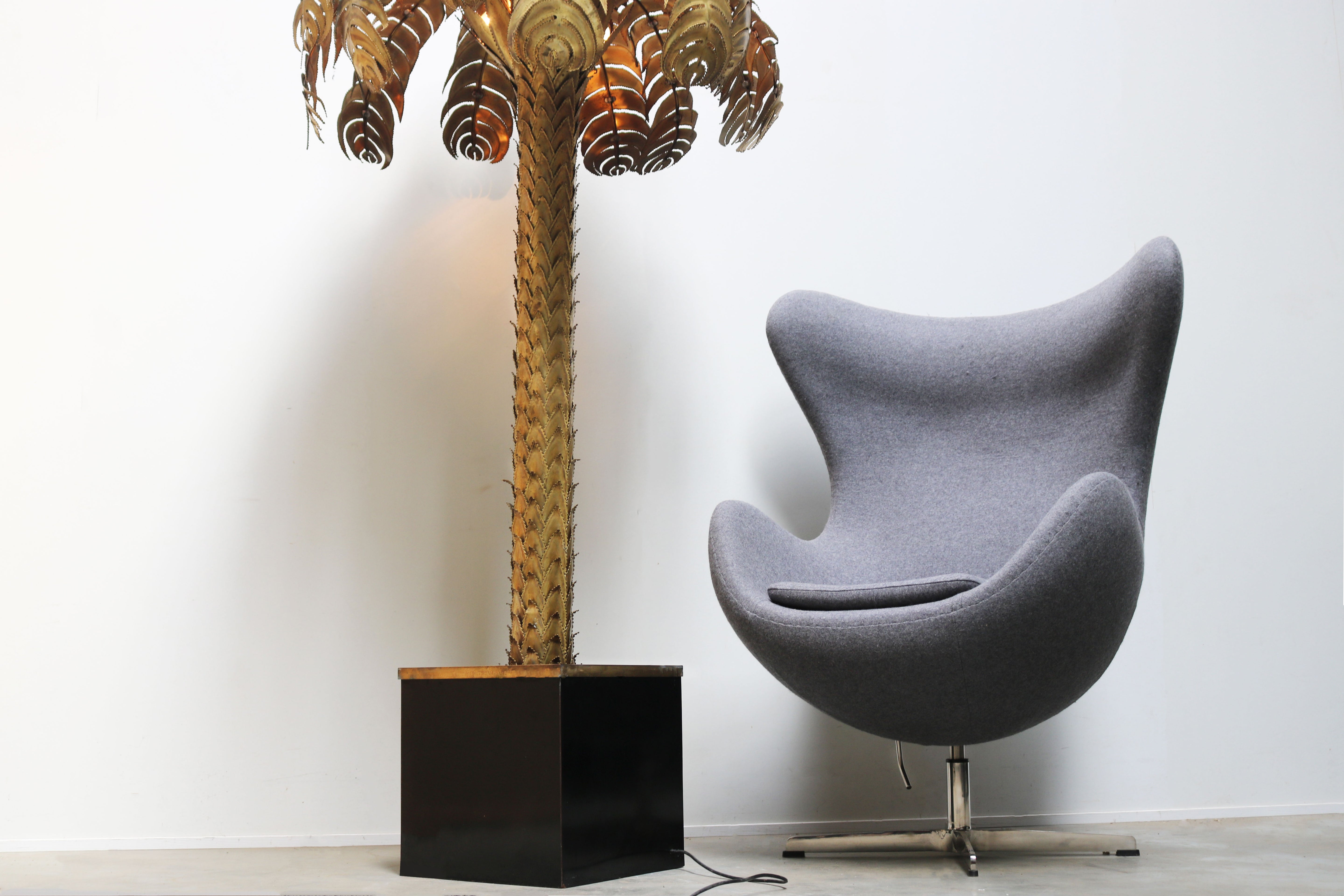 Large 195cm Palm tree floor lamp by Christian Techoueyres for Maison Jansen 1970