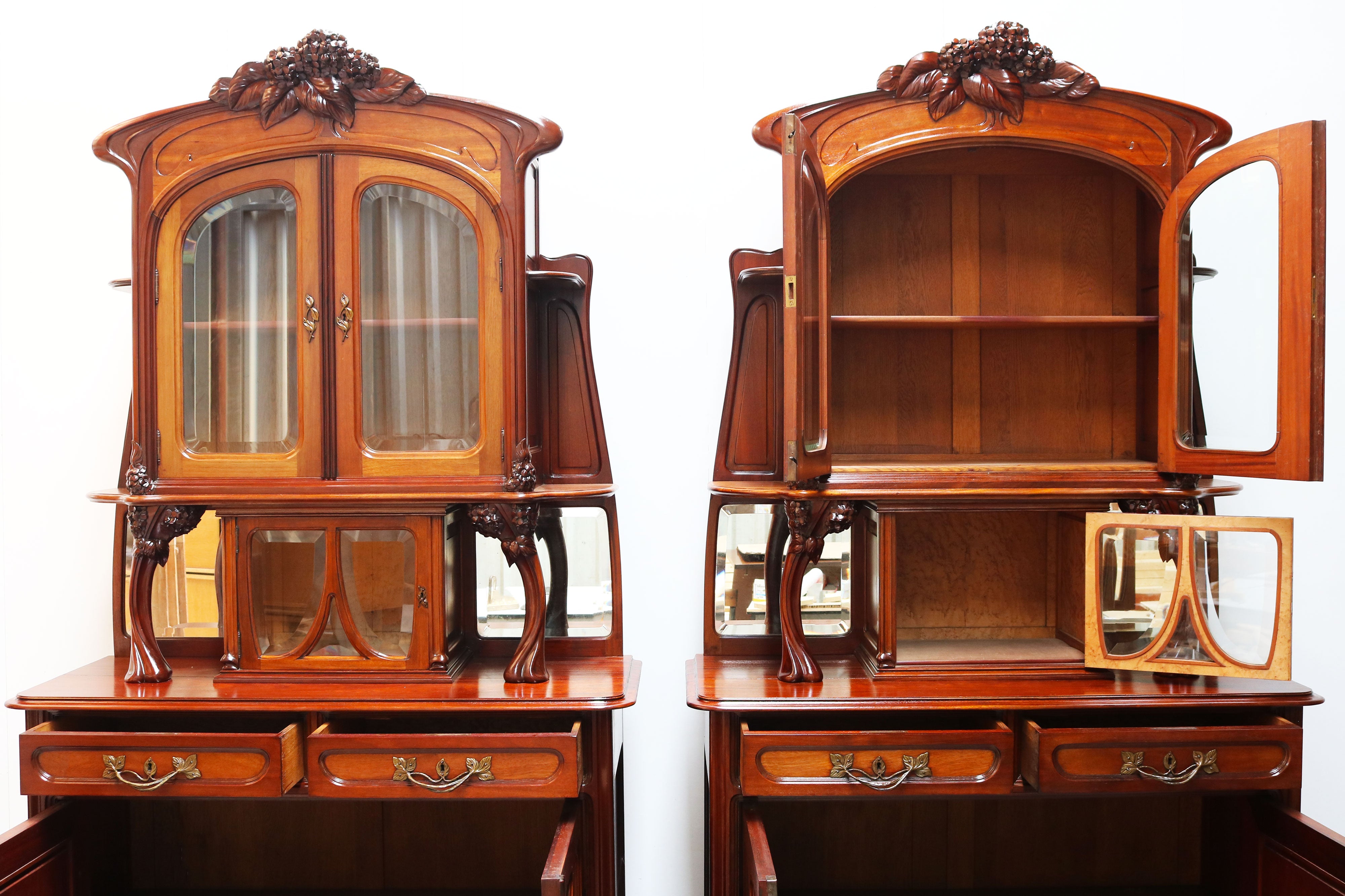 Pair of Art Nouveau buffet cabinet by Maison Gouffe Jeune 1902
